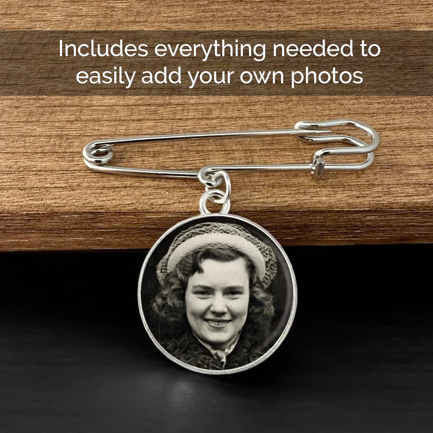 Wedding Boutonniere Bouquet Charm Pin Double Sided Round Photo Charm Mother of the Bride Gift for Groom with Photo Resizing Software - Image 3