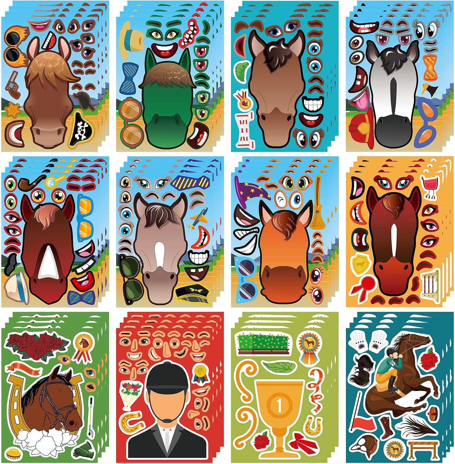 Amazon.com: Dorgua Make-a-face Sticker Set, Make A Horse Stickers for ...