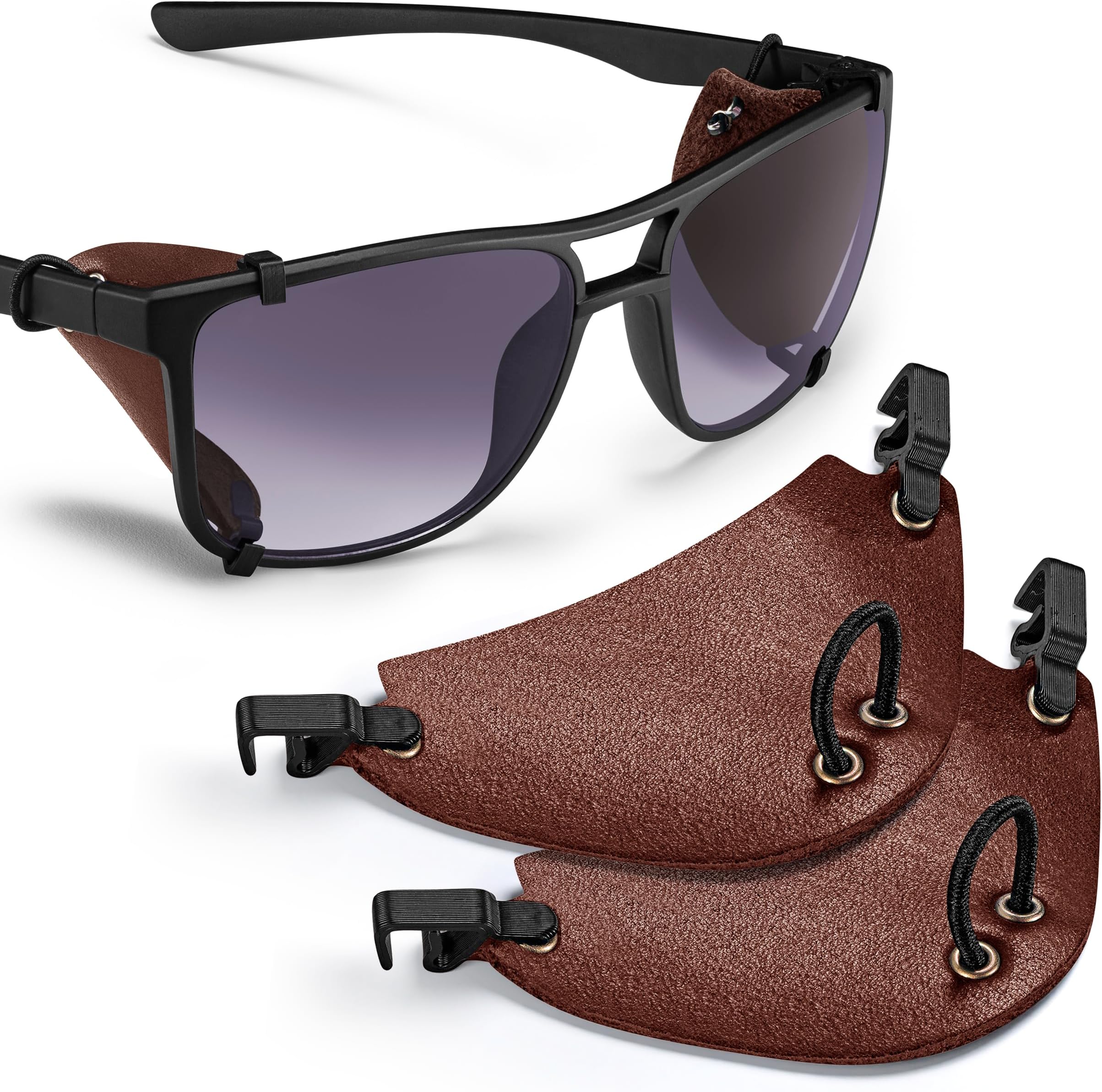 Premium Leather Side Shields for Sunglasses – Handmade & Removable, Sun & Wind Protection for Outdoor Eyewear