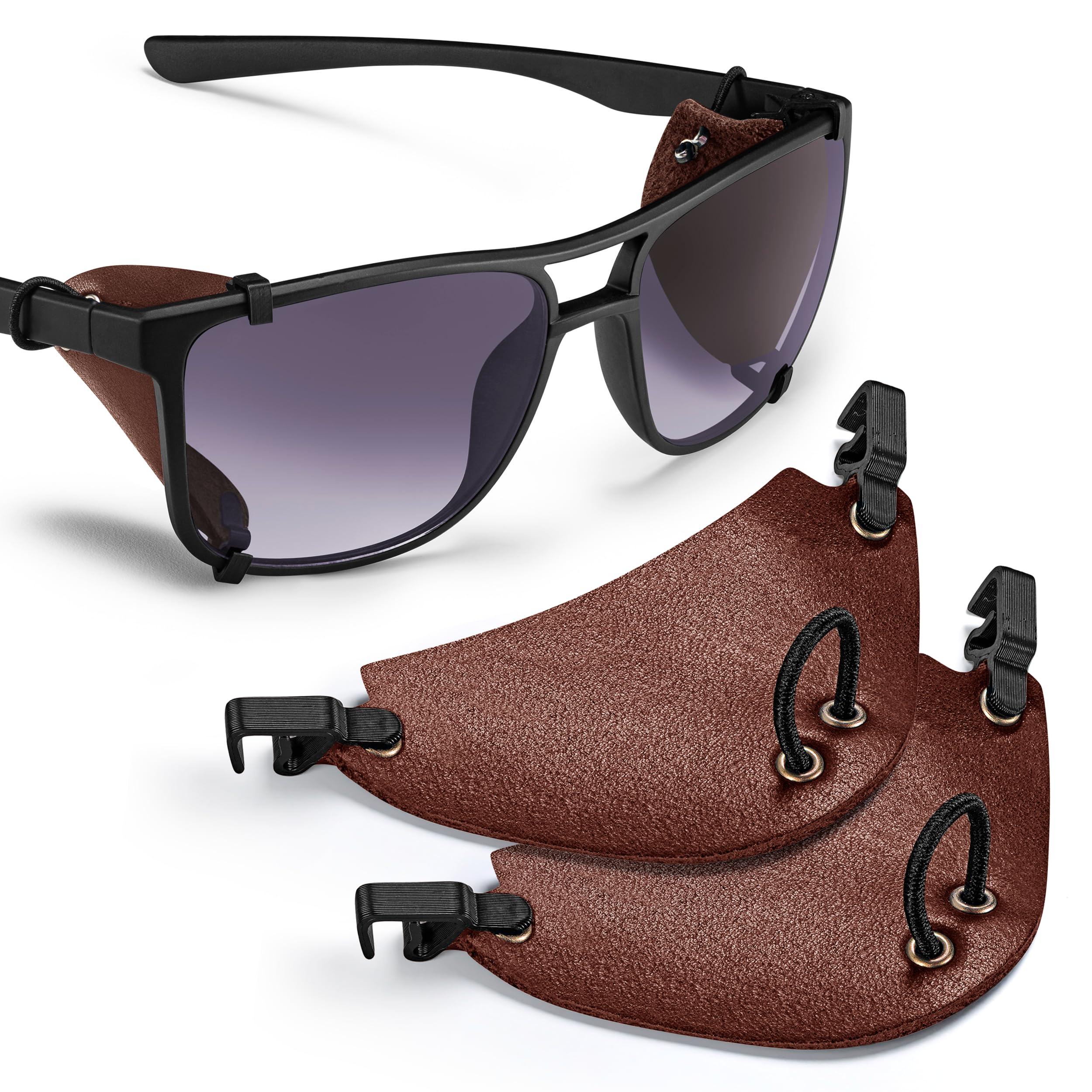 Premium Leather Side Shields for Sunglasses – Handmade & Removable, Sun & Wind Protection for Outdoor Eyewear