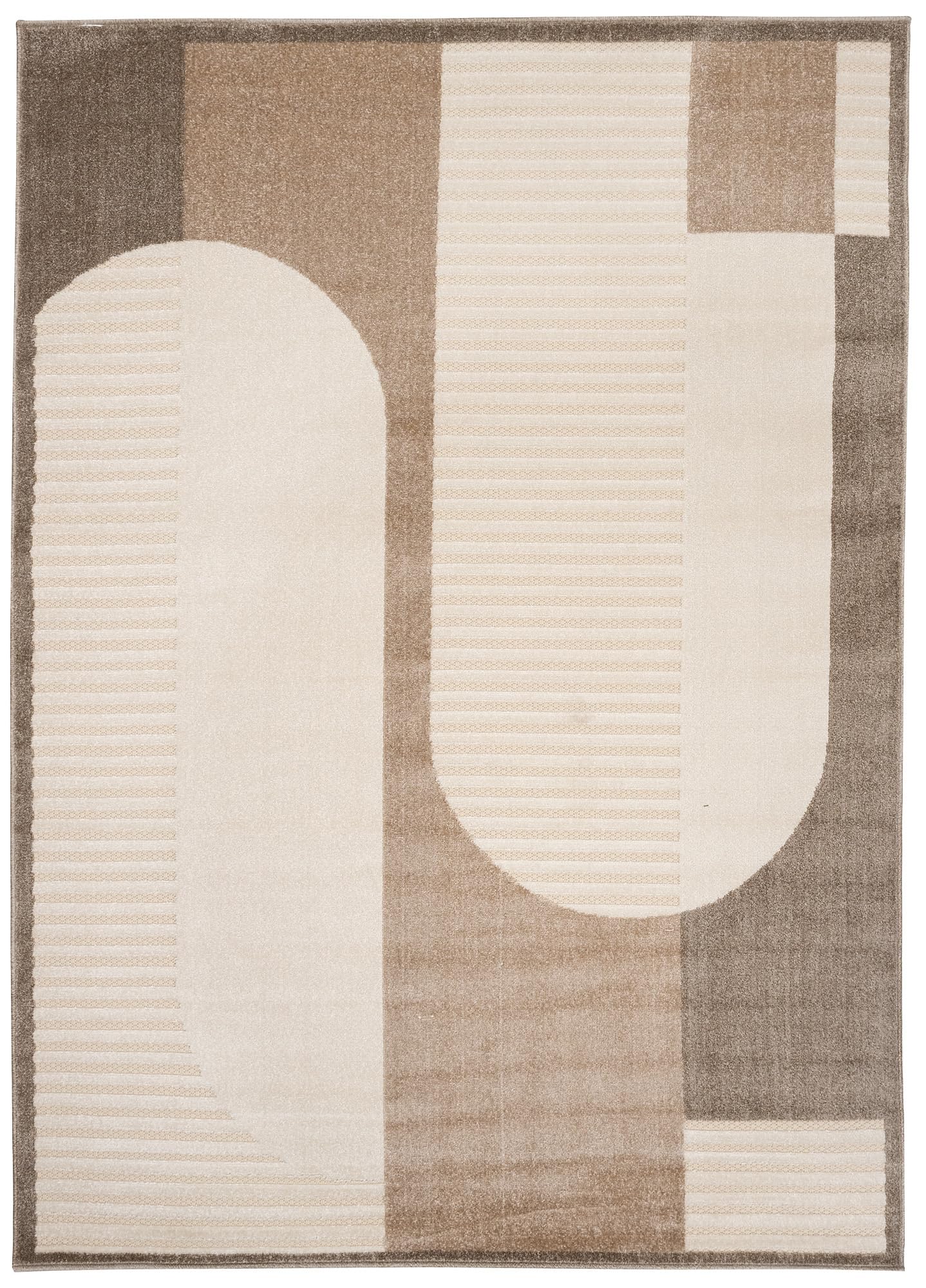 TAPISO Patio Tappeto Salotto Esterno Pelo Corto Design Moderno Motivo Geometrico Astratto Effetto 3D Beige Marrone Sala Camera Terrazza Balcone Outdoor Indoor Oeko-Tex 300 x 400 cm