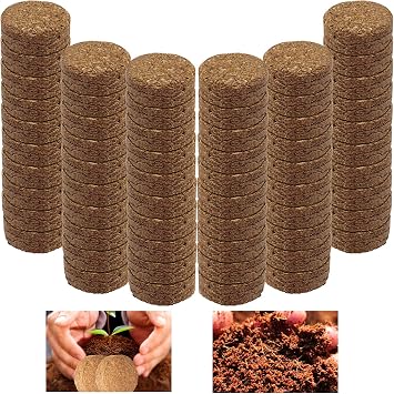Iceyyyy 60pcs 40mm Compressed Coco Coir Fiber Potting Soil - Expanding Organic Coco Coir Pellet Fiber Soil, Peat Soil Pellets Seeds Starting Plugs for Planting 60, 1.57Inch