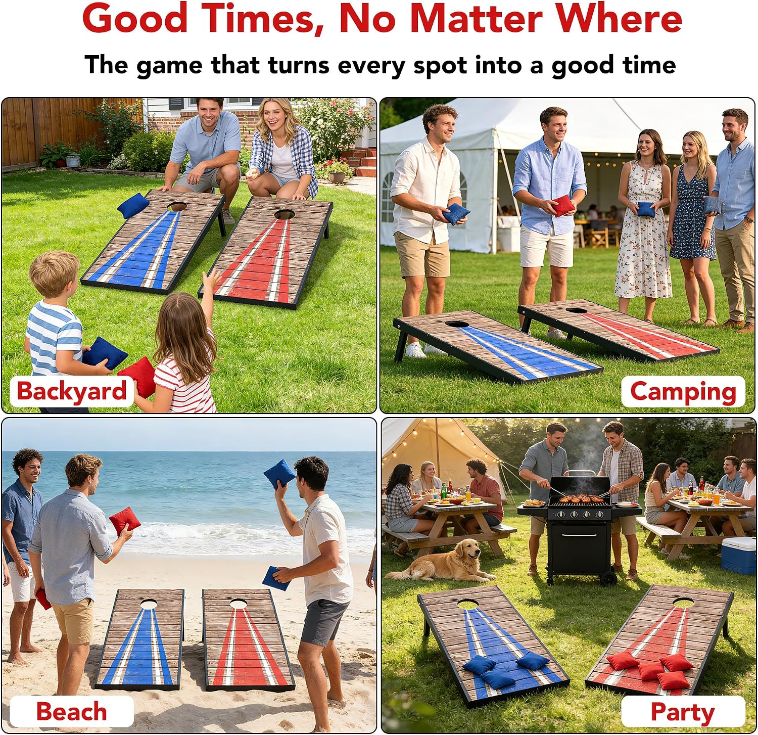 4x2 ft Cornhole Board Set with Illuminated Target, Portable Bean Bag Toss Game for Outdoor Backyard Night Play, Includes 2 MDF Boards, 8 Bags & Carry Bag, Sport Games for Adults Family