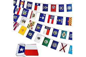 US 50 State Flags Banner String Set for Classroom Decoration, 68 Feet