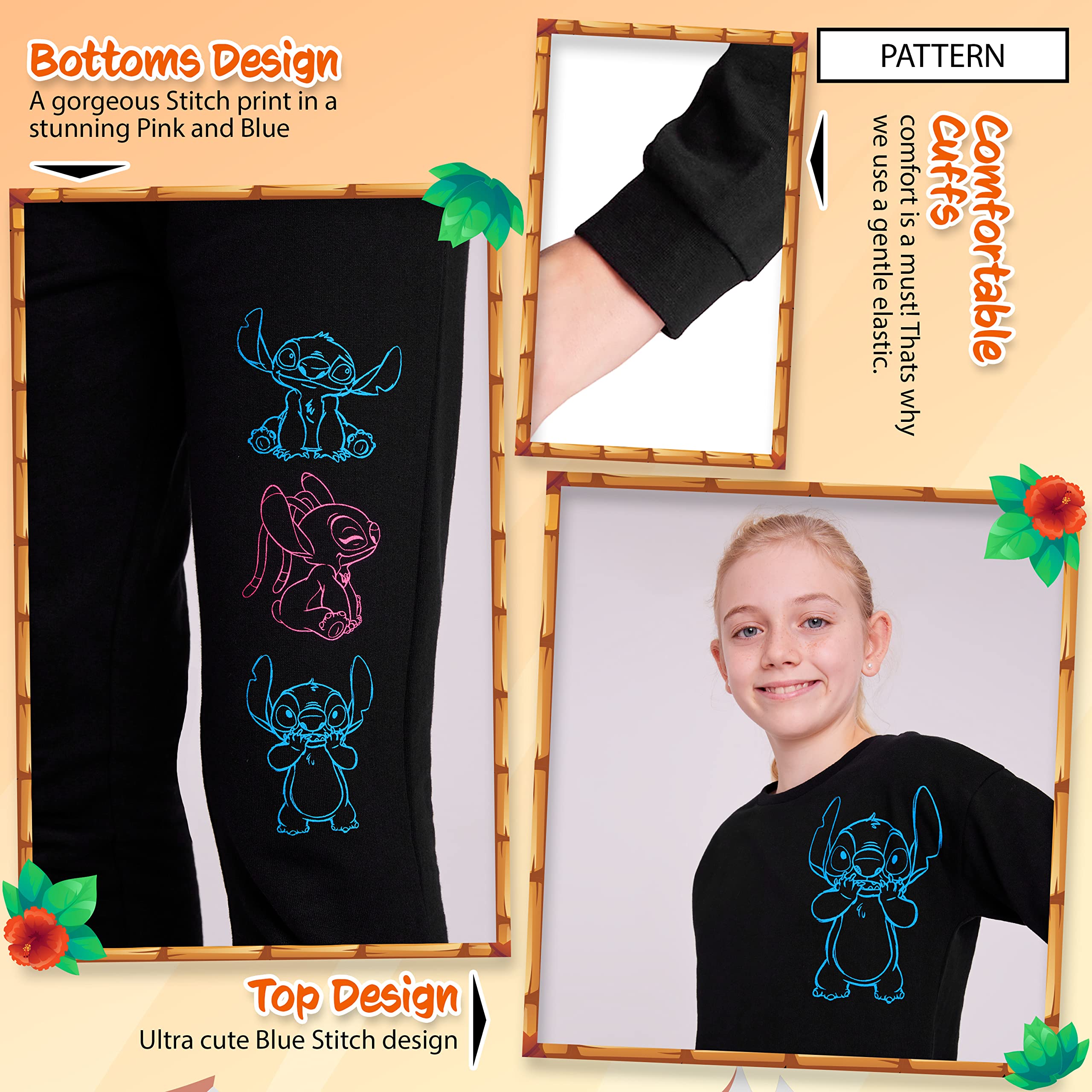 Disney Tuta Stitch Bambina Ragazza Completo Felpa Crop Top e Pantaloni da Tuta 4-15 Anni