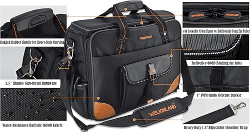 Miniatura 7 de WELKINLAND Bolsa de herramientas de electricista de 88 bolsillos, Bolsa de herramientas para electricistas, Bolsa de electricista, Bolsas de