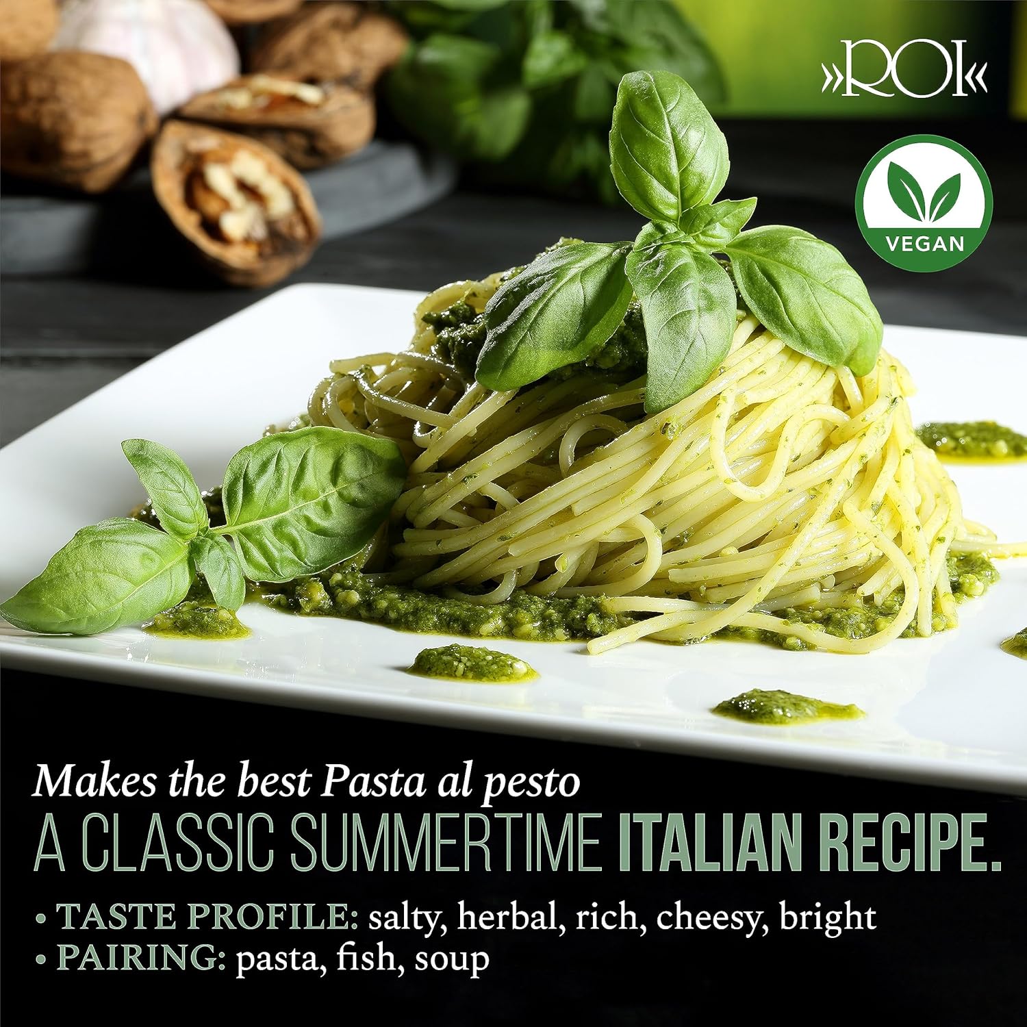 ROI Vegan Pesto Sauce - Fresh Ligurian Basil Pesto Made of Genovese DOP Basil and EVOO, Gluten Free, Keto Friendly, Non-GMO, Made In Italy - 6.3 oz (180 g) - Pack of 2