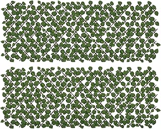 Outsunny Lot de 2 haies artificielles Treillis Extensible - Brise-Vue canisse végétale Feuillage réaliste, intérieur extérieur, 2 x 1 m