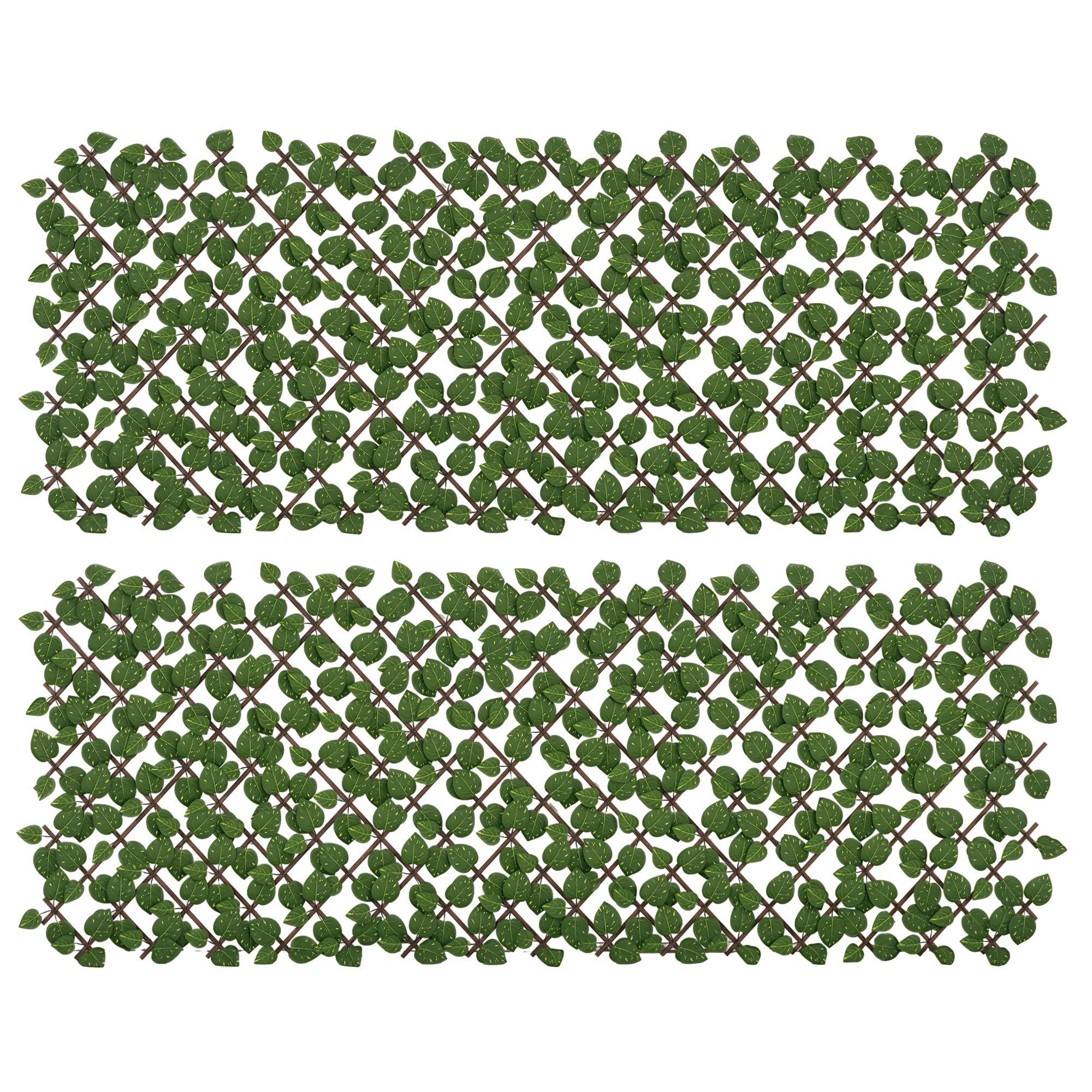 Outsunny Unisex Green Set Of 2 Expandable Artificial Trellis Hedges In 200Cm X 100Cm
