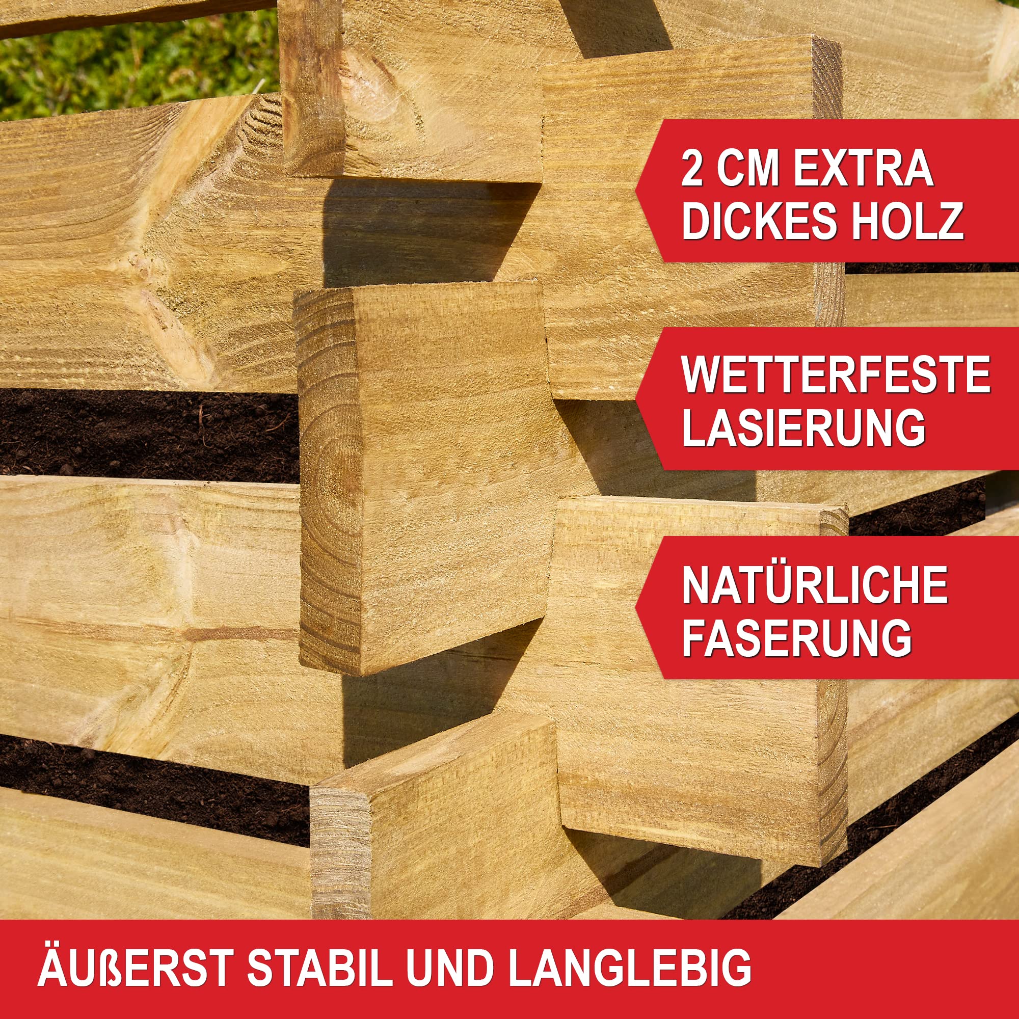 Onbest Wetterfester Komposter aus lasiertem Holz – Holzkomposter mit Stecksystem – Langlebiger & hochwertiger Kompostierer – Großer Schnellkomposter für Gartenabfälle & Biomüll – 520 Liter
