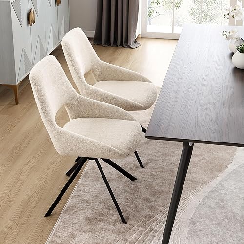 Miniatura 7 de Juego de 1 silla de escritorio moderna de mediados de siglo, sin ruedas, silla de comedor giratoria de tela de lino con patas de metal, silla