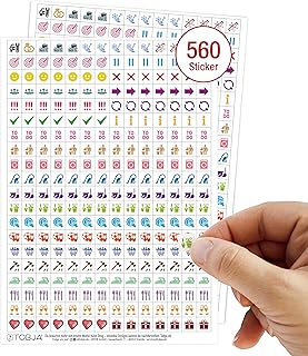 TOBJA 560 Kalender Sticker für Terminplaner & Organizer – 2 Bögen mit bunten Aufklebern für Haushalt, To-Dos, Journaling & Planung – Fotoalbum Sticker, Tagebuch & Kalender Zubehör (Erweiterungsset)