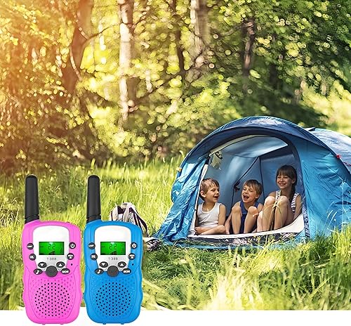 Miniatura 5 de Walkie Talkies para niños y niñas de 3 a 12 años, fácil de usar, alcance de hasta 1.5 millas, radio bidireccional FRS de 22 canales para aventuras