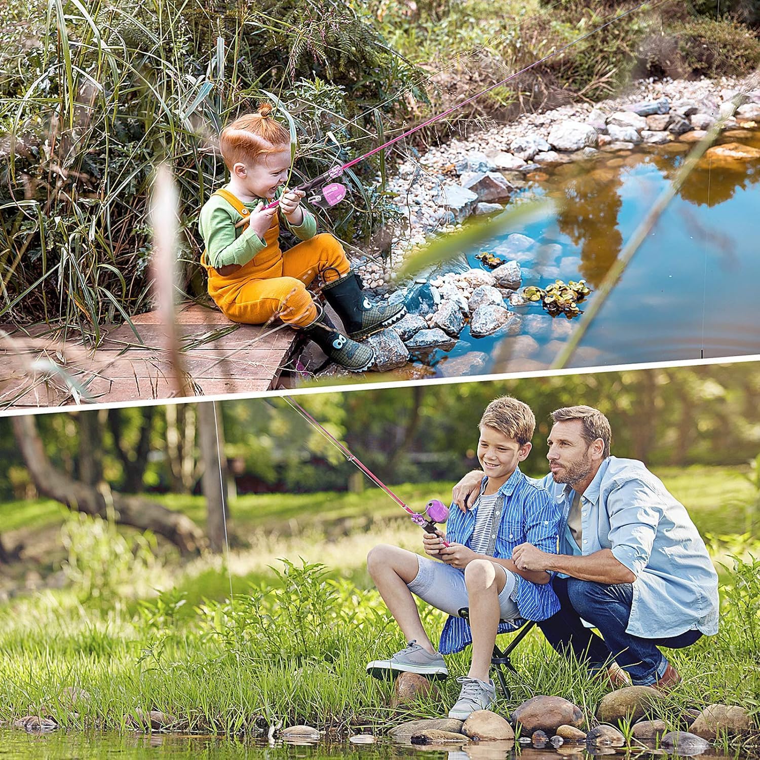 Milerong Kids Fishing Rod, Kids Fishing Pole Portable Telescopic Fishing Rod and Reel Combo Kit for Boys, Girls, Youth - with Spincast Fishing Reel, Fishing Tackles, Fishing Lures, Fishing Lines