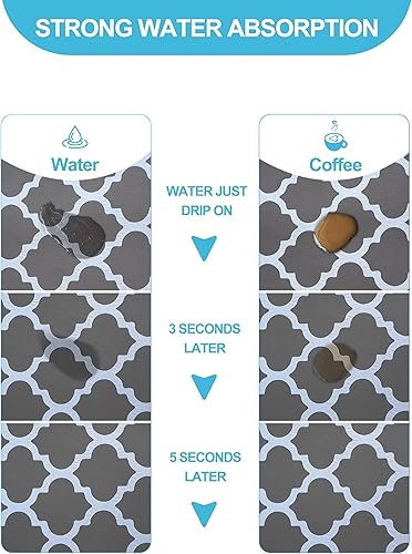 Miniatura 9 de Tapete de secado de platos para encimera de cocina, almohadilla de secado de platos de 12 x 19 pulgadas con parte trasera de goma antideslizante,