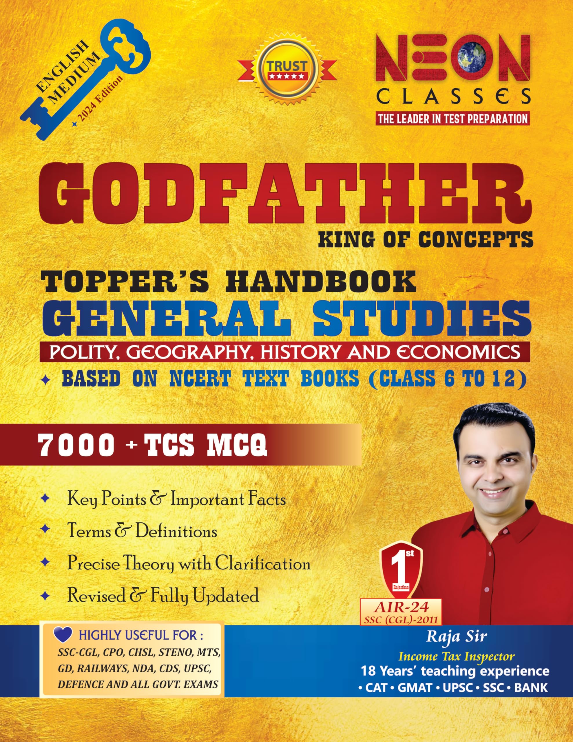 General Studies (English) Polity, History, Geography, Economics & Computer Godfather Topper's Handbook by Neon Classes for All Exams