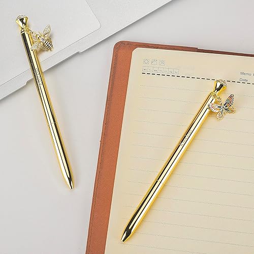Miniatura 5 de 2 bolígrafos de diamantes novedosos de abeja y mariposa, bonito dije único y divertido bolígrafo de metal para niñas y mujeres, adecuado para