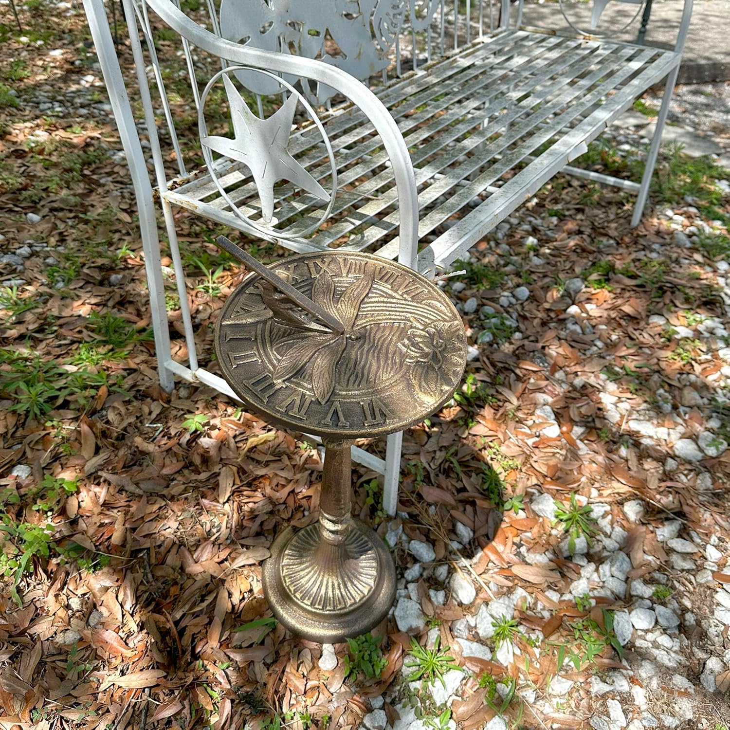 Zeckos 21-Inch Cast Iron Bronze Dragonfly Sundial: A Unique Blend of Artistry and Functionality for Your Garden, Patio, or Pool Area, Infusing Timeless Charm to Exterior Spaces