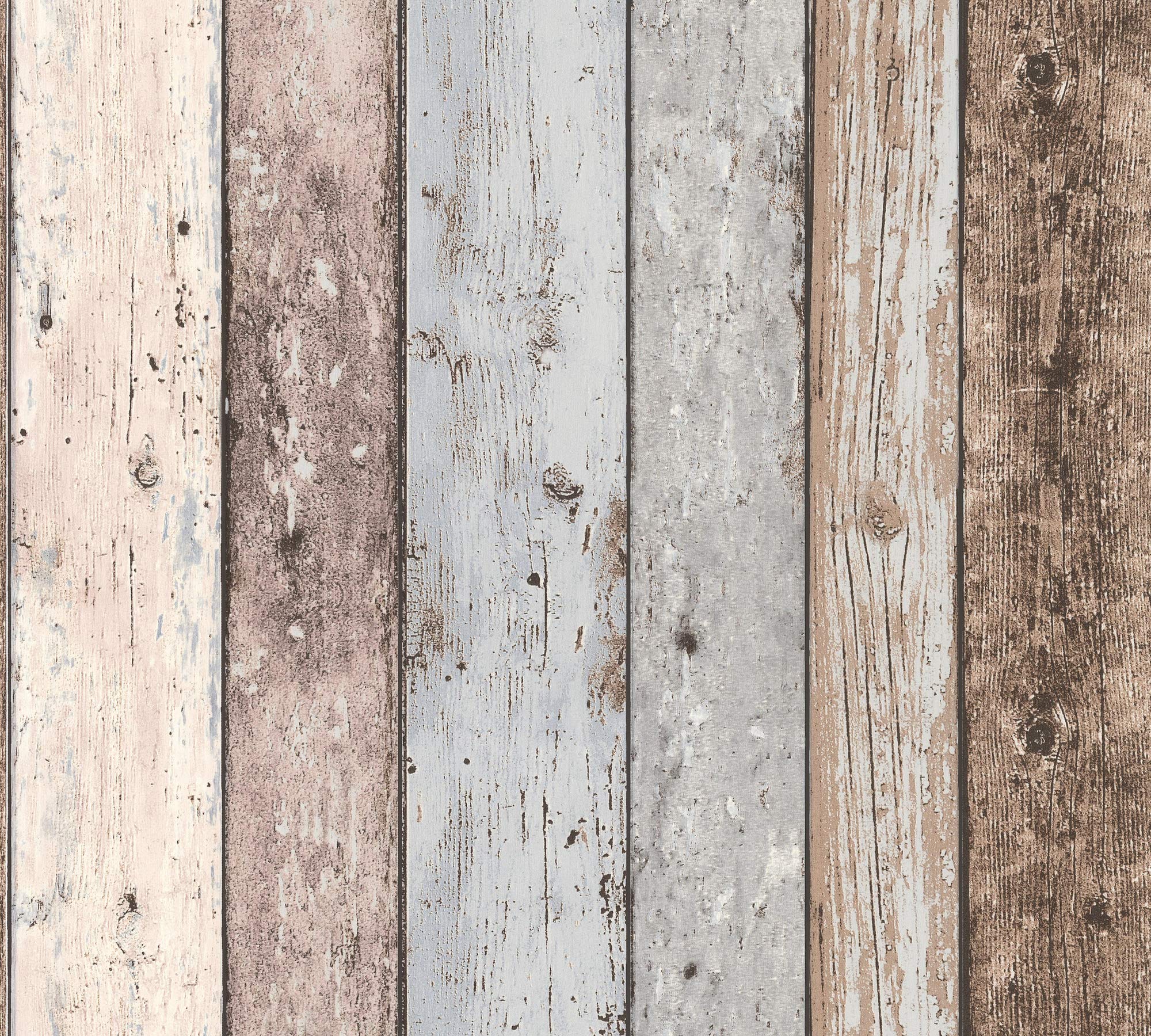 A.S. Création Carta Da Parati Effetto Legno Elements Carta da parati tessuto non tessuto 10.05 m x 0.53 m Marrone Blu Beige Prodotto in Germania 855039 8550-39