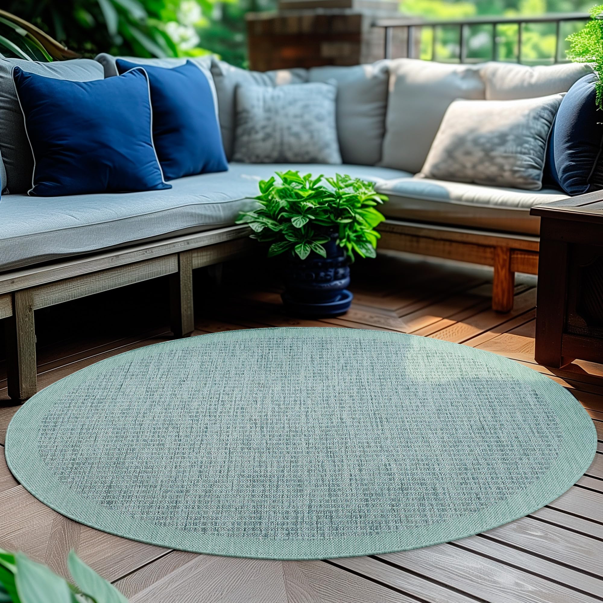Homebyhome Outdoor-Teppich Flachgewebe Wetterfest Einfarbig Küchenteppich Balkon Terrassen Garten Wohnzimmer Teppich