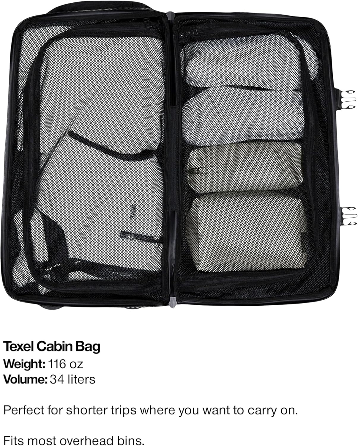 RAINS Texel Cabin Bag - Green Waterproof Travel Bag Men & Women - Lightweight Suitcase with Coated Tonal Zip Closure and Bifold Case with Two Mesh Closures - 2 Year Warranty