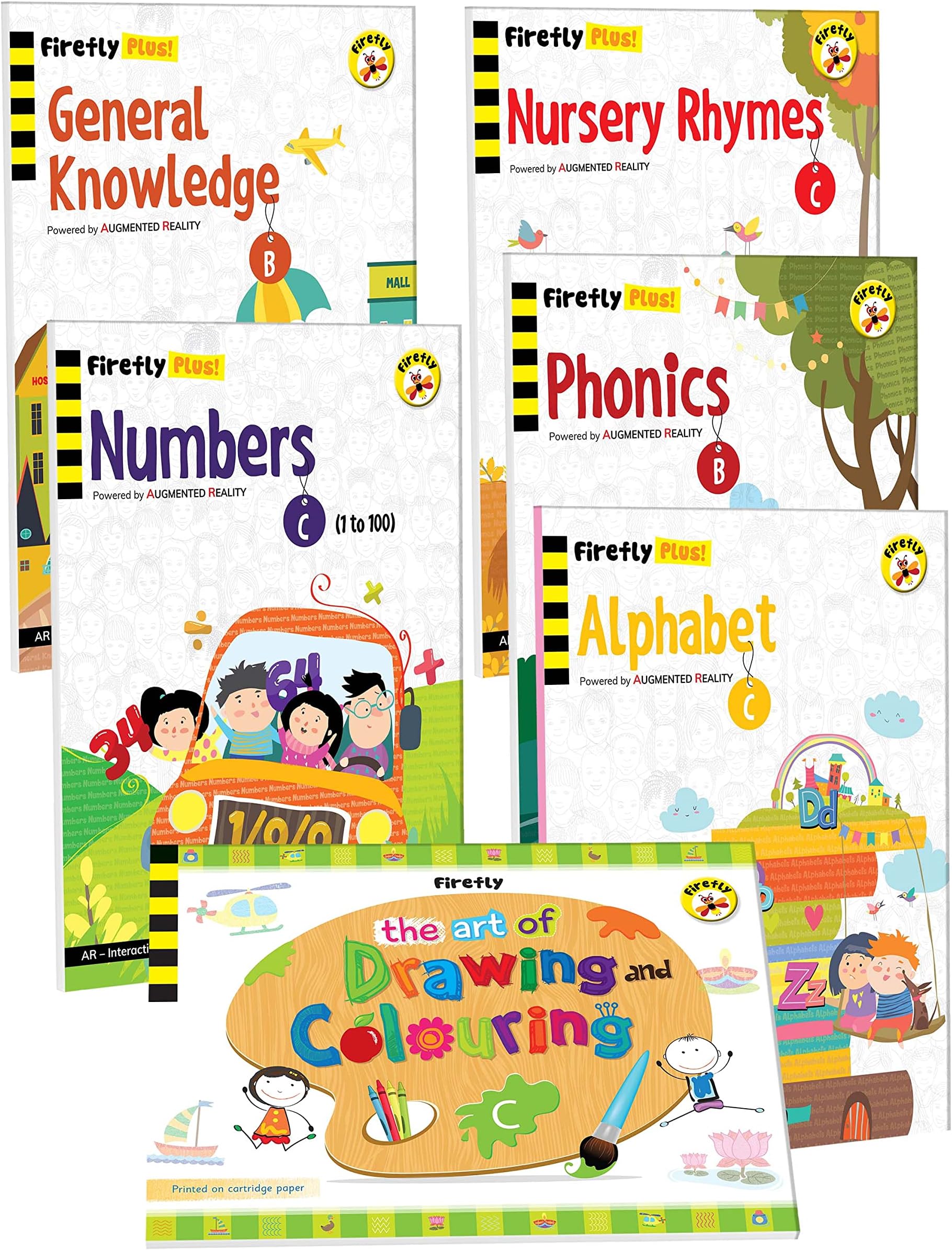 Firefly Sr.Kg Books Set | Numbers, Alphabet, Phonics, Rhymes, GK, Art & Craft | Chetana | Set of 6 Books