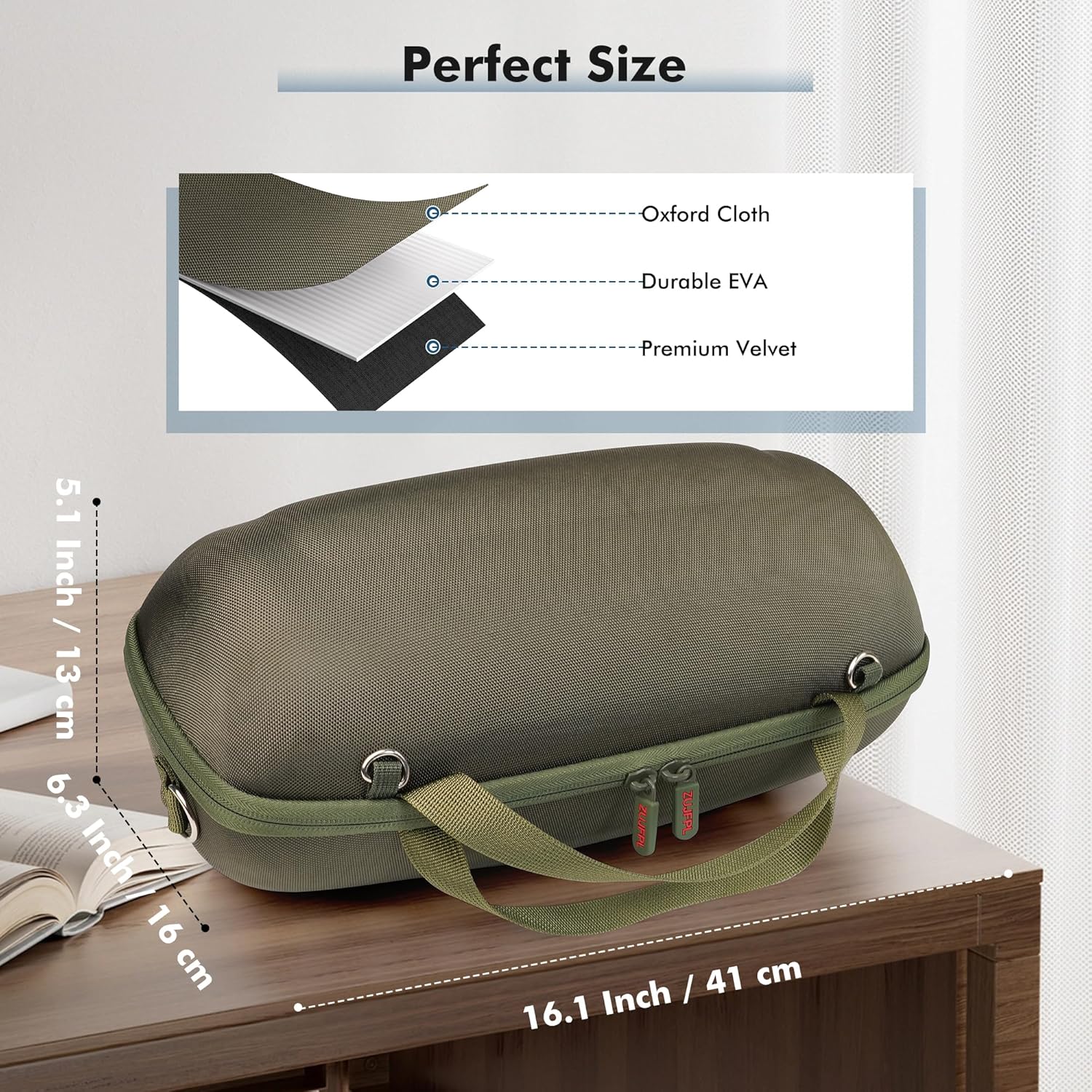 Hard Shell Case for JBL Xtreme 3/2 / 1 Portable Bluetooth Speaker, Waterproof Travel Carrying Case with Zipper Pocket Bag for Charger and Accessories - Green - Image 5