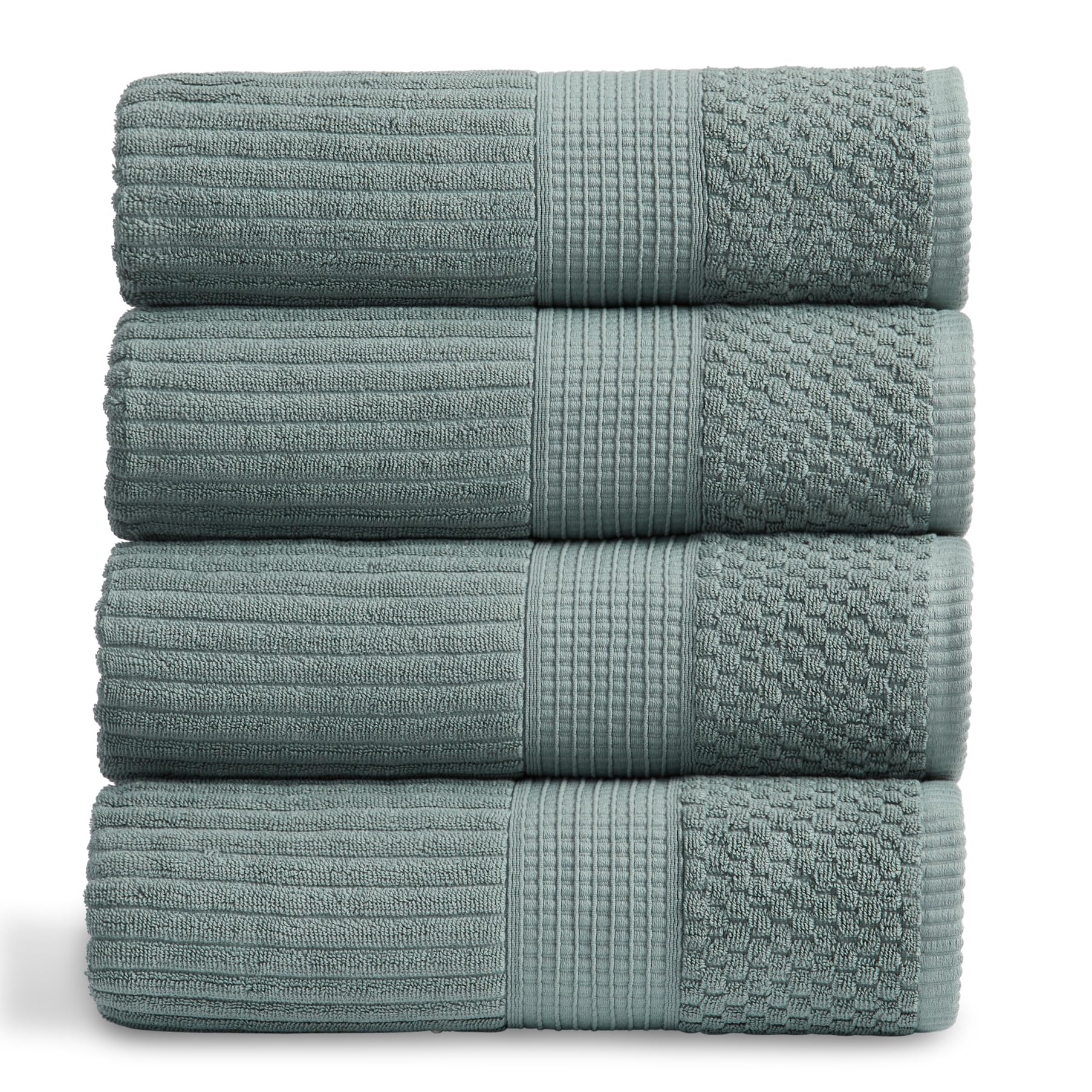 Springtree Home 100% Cotton Bath Towel Set of 4 | Super Soft & Absorbent with Quick-Dry Fibers | 4 Bath Towels | Textured and Durable Cotton | Krista