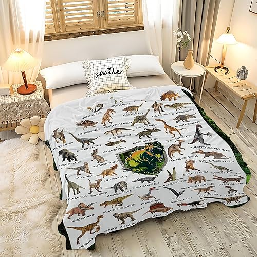 Miniatura 2 de Manta de franela de dinosaurio para niño y niña, regalo único, manta de decoración de habitación de dinosaurio para adolescentes y niños, manta