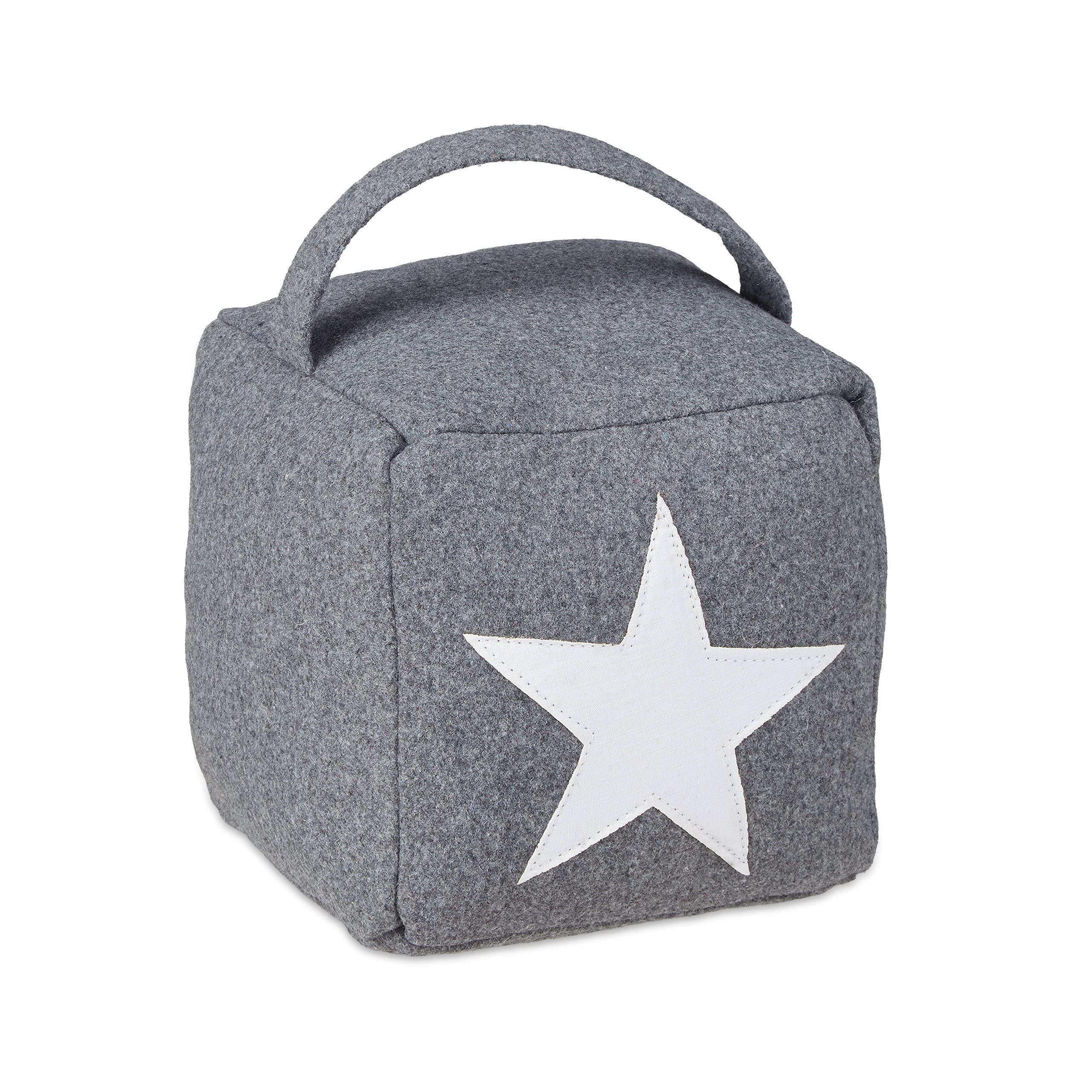 Set di 6 fermaporta a forma di stella, in tessuto, con maniglia, decorativo, 20 x 15 x 15 cm, grigio
