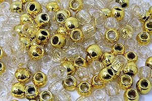 KOKO Kids Premium Pony Beads 10x12mm Glitter Metallic Gold