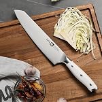 Klaus Meyer 19-Piece Knife Block Set with Sharpener, High Carbon German Stainless Steel, Full-Tang Handles, Kitchen Knife Set, White