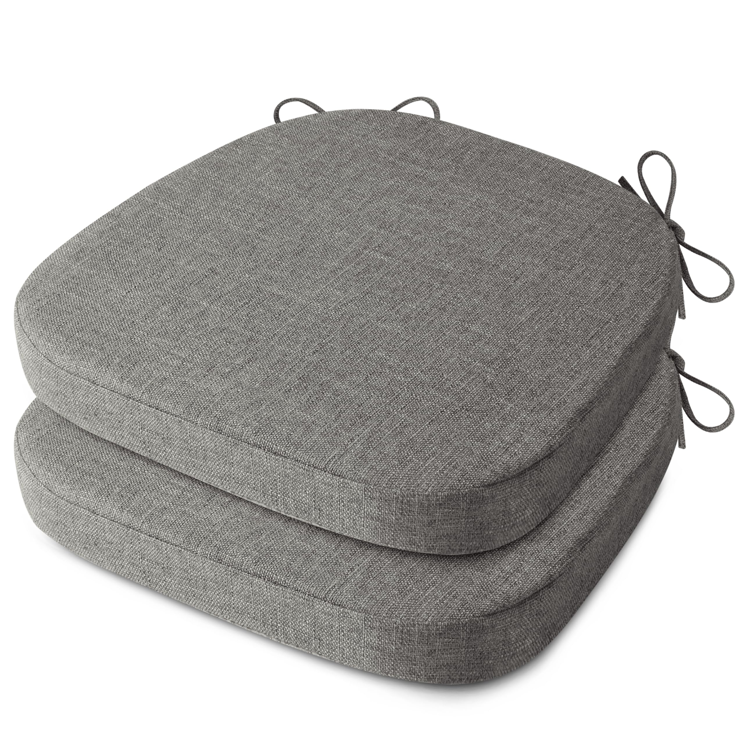 AddGrace Anti Slip Kitchen Chair Cushions D-Shape Dining Chair Pads Set of 2 High Density Foam Durable Kitchen Seat Cushions 16"X16"X2"/41X41X5cm Light Grey