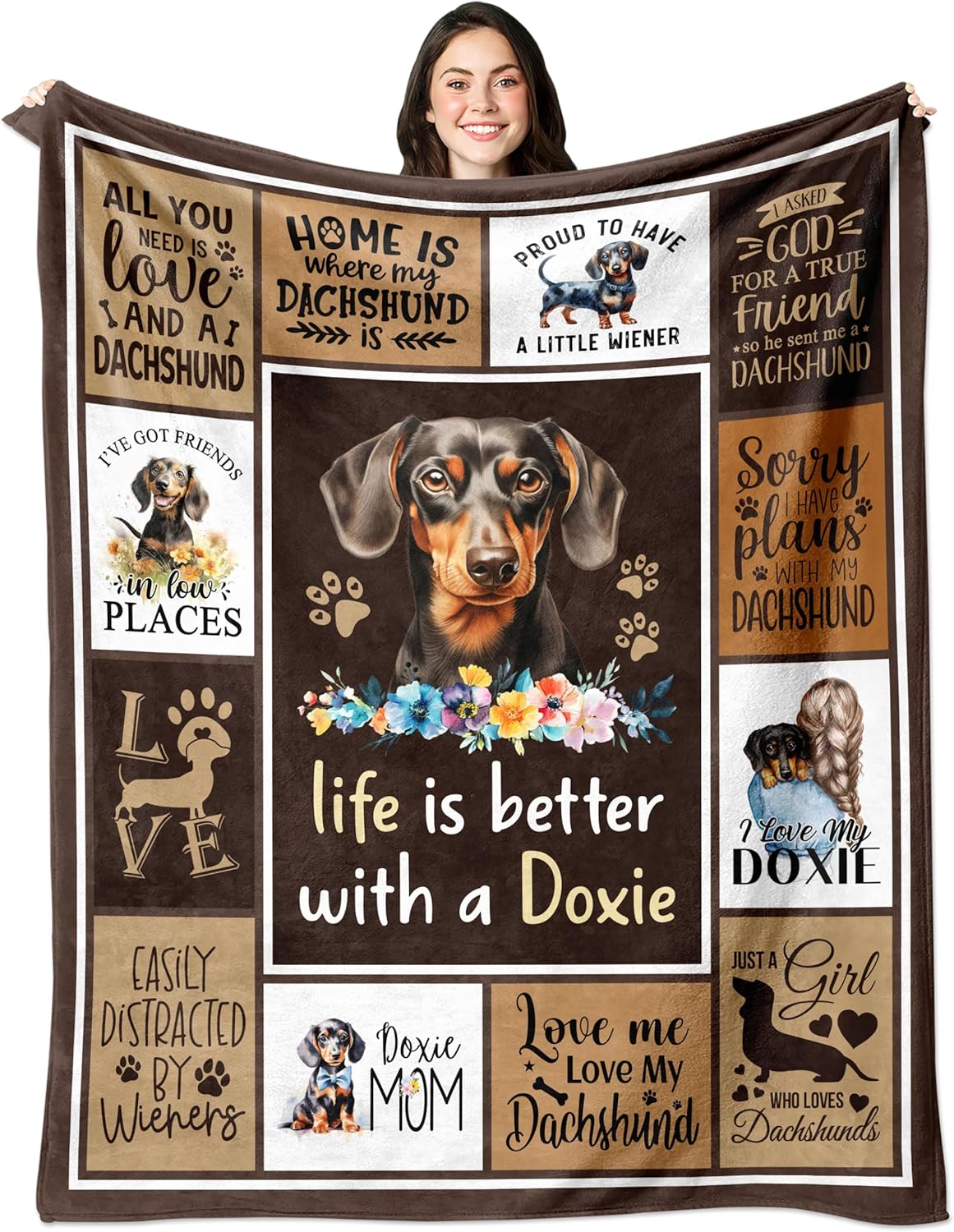 Dachshund Gifts for Women - Weiner Dog Gifts for Women/Dachshund Lovers - Dachshunds Themed Gift - Doxie Gifts Blanket 60"X50"