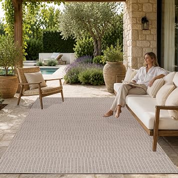 Paco Home Indoor and Outdoor Rug for the Balcony Patio Kitchen Modern Boho Ethnic Pattern Size 80 x 150 cm Colour Beige 5