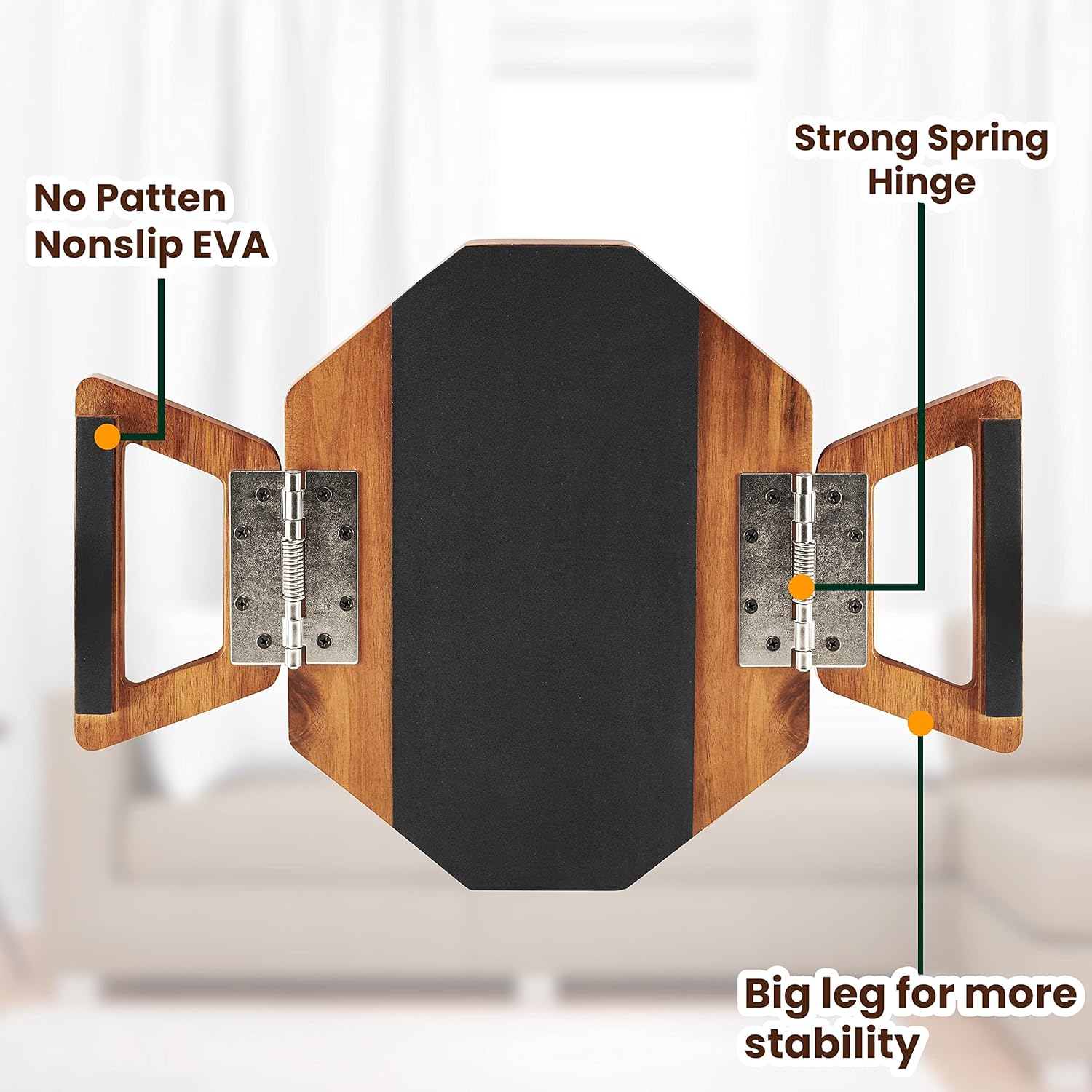 Tinamo Octagonal Acacia Sofa Arm Tray, Couch Armrest Table with Folding Arms - Armchair Caddy, Clip on Tray with Adjustable Arm Hinges for Home Sofa Living Room (Acacia, Octagon)