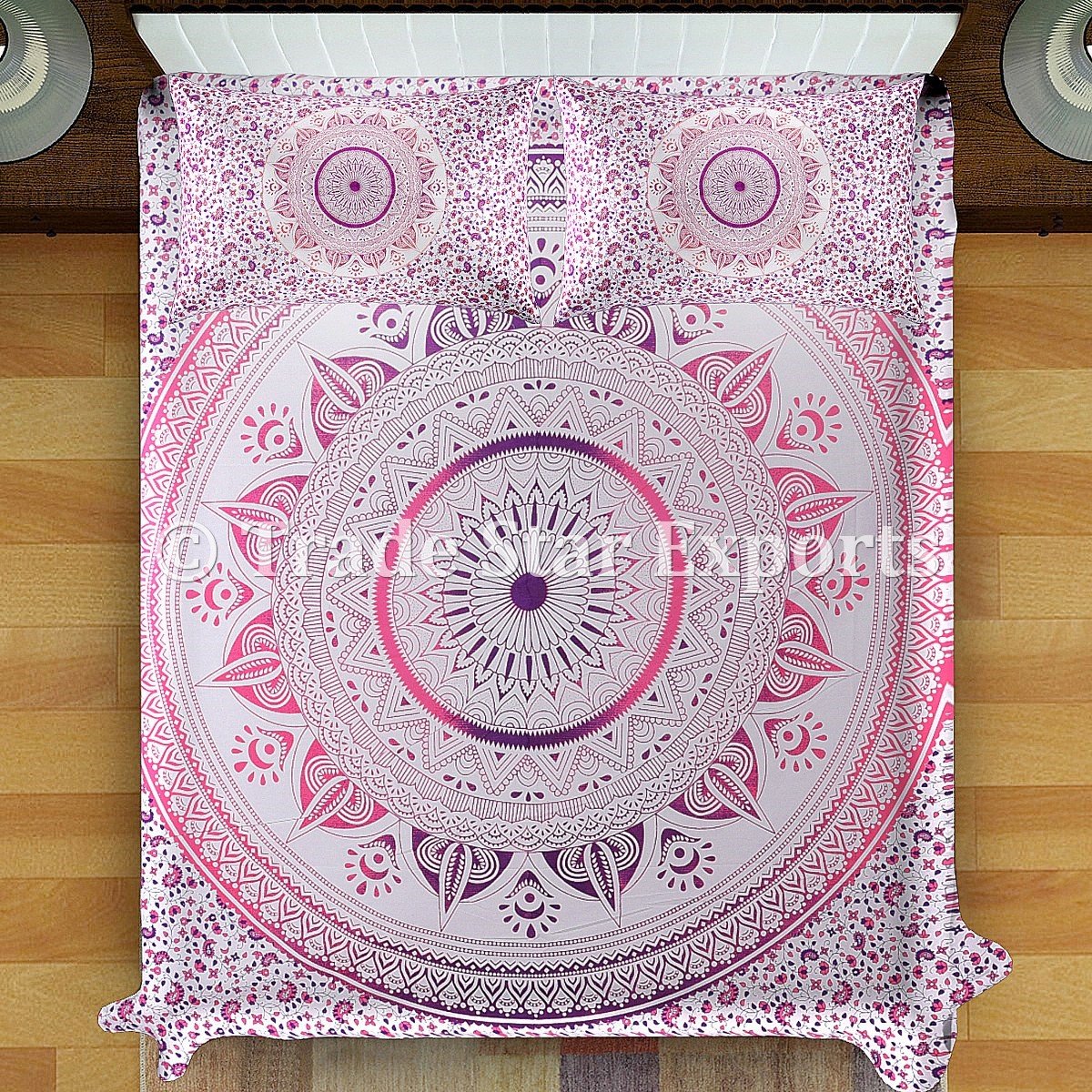 Trade Star Juego De Ropa De Cama Con Mandala, Sábanas De Algodón Con Dos Fundas De Almohada, Funda Decorativa Para Cama De Matrimonio, Mantas étnicas, Decoración De Dormitorio Indio (patrón 1