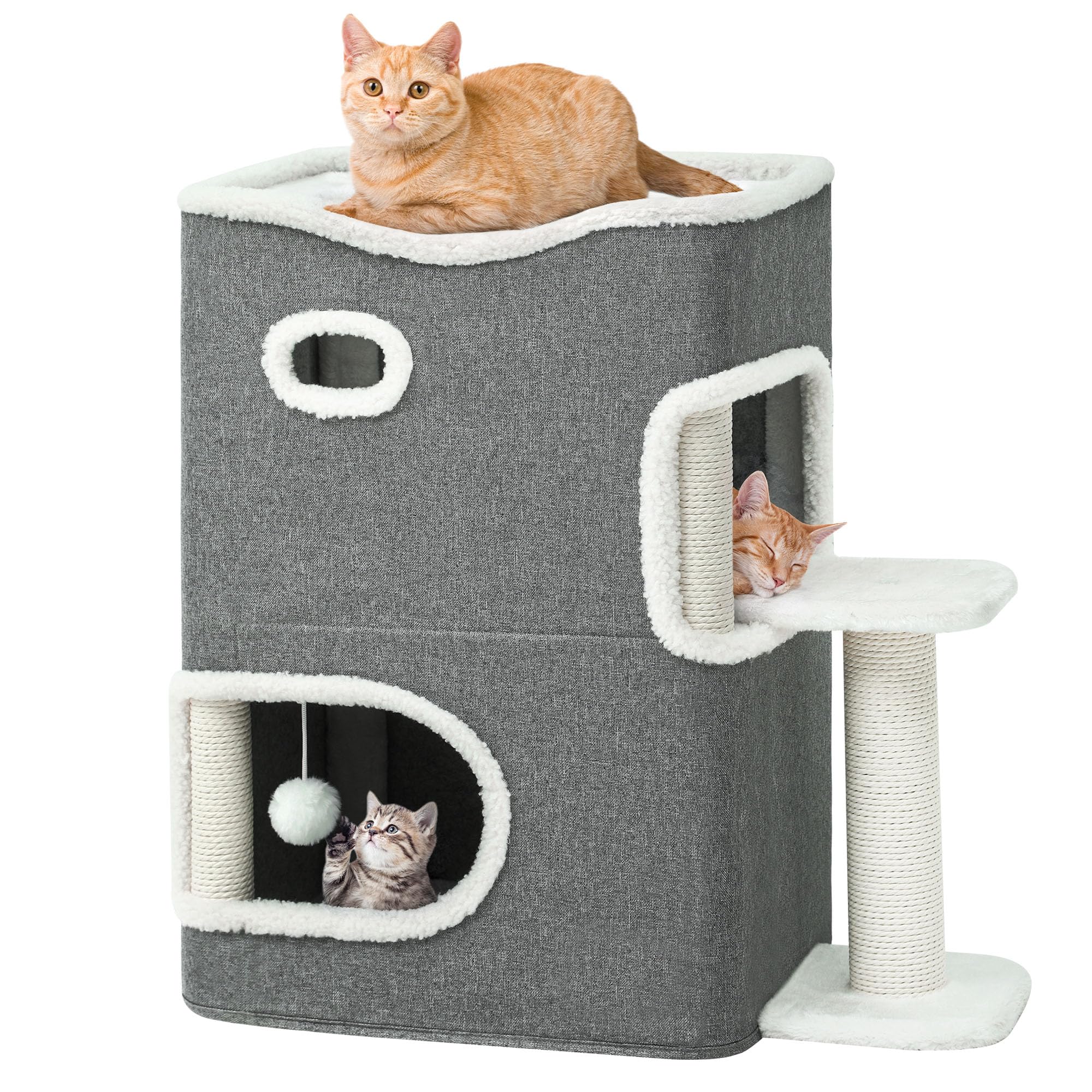 Niche pour Chat d'intérieur Pliable pour Grands Chats avec Surface à gratter pour étagère, Maison pour Chat, Cave, lit pour Chat, Grotte pour Chat, Niche pour Chat