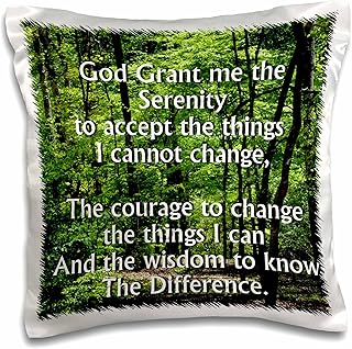 3dRose Nature Background with A Prayer The Serenity Prayer with A Wooded Scene-Pillow Case, 16 by 16" (pc_127873_1)