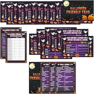 Halloween Feud Game for Adults Family, Halloween Party Activities, Friendly Feud Trivia Quiz for Baby Shower Large Group Party, Halloween Party Matching Games, 01