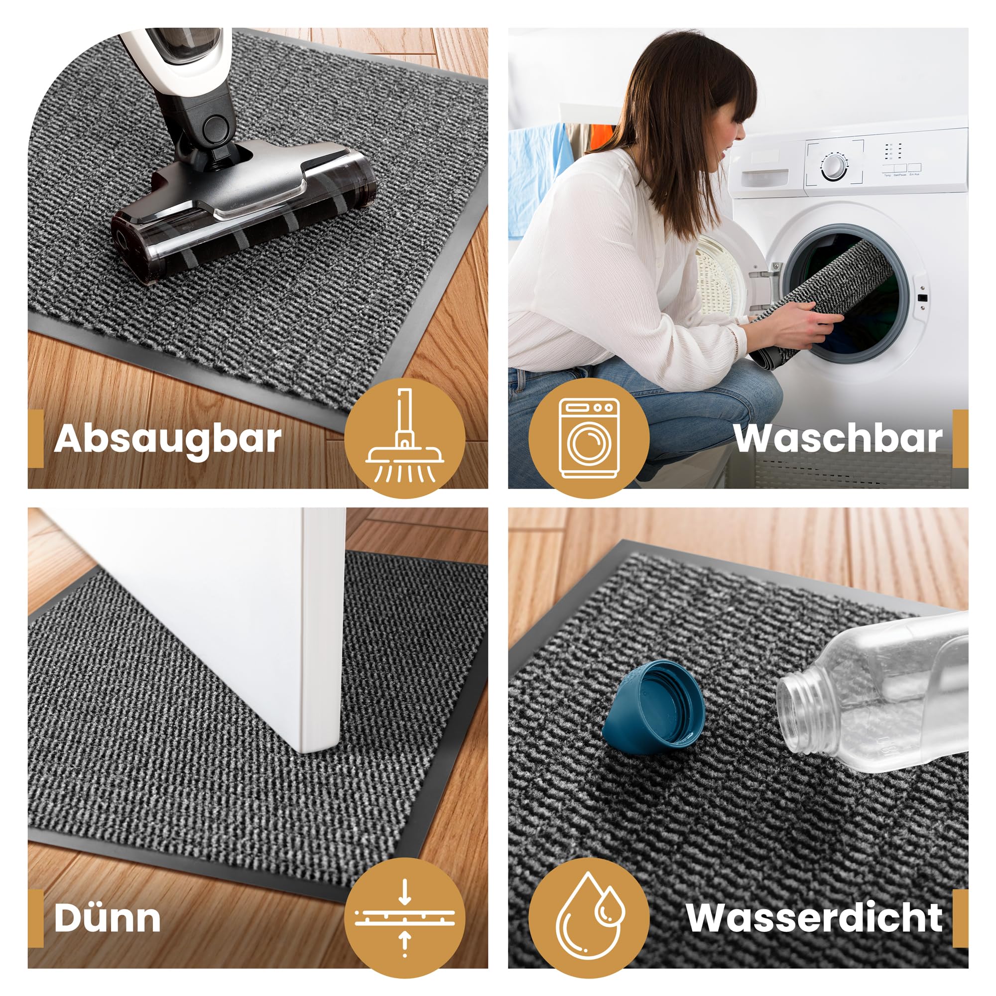 Bodenständig Pulito: lo zerbino definitivo per interni – parte superiore in tessuto assorbente (S-XXL), perfetto come zerbino 90 x 150 per interni ed esterni coperti. Zerbino grande XXL