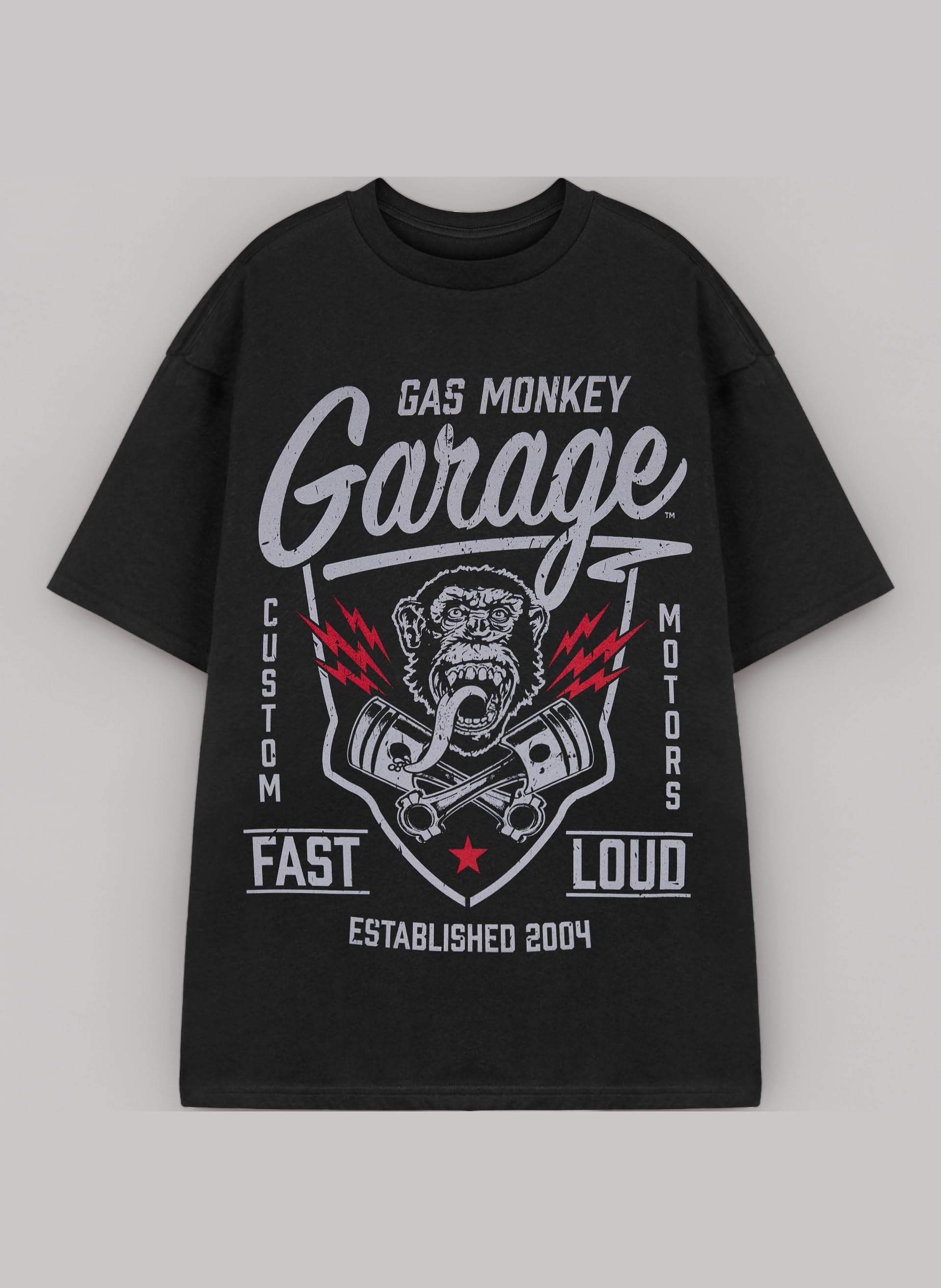 Gas Monkey Mens T-Shirt | Adults American Garage Short Sleeve Graphic Tee in Black | Distressed GMG Top