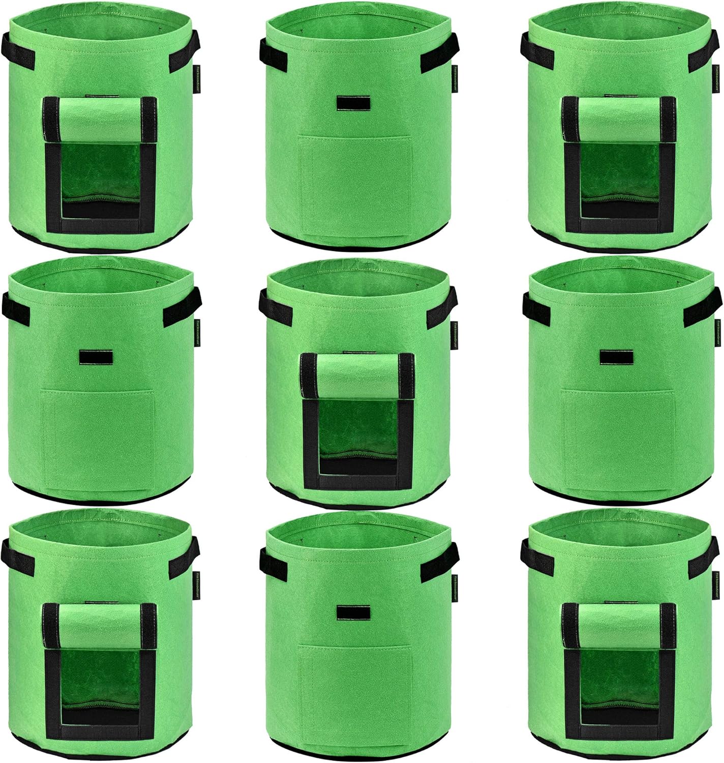 FiveSeasonStuff 7 Gallons Potato Grow Bags with Side Flap, Heavy Duty Fabric Pots 9 Pack (Green)