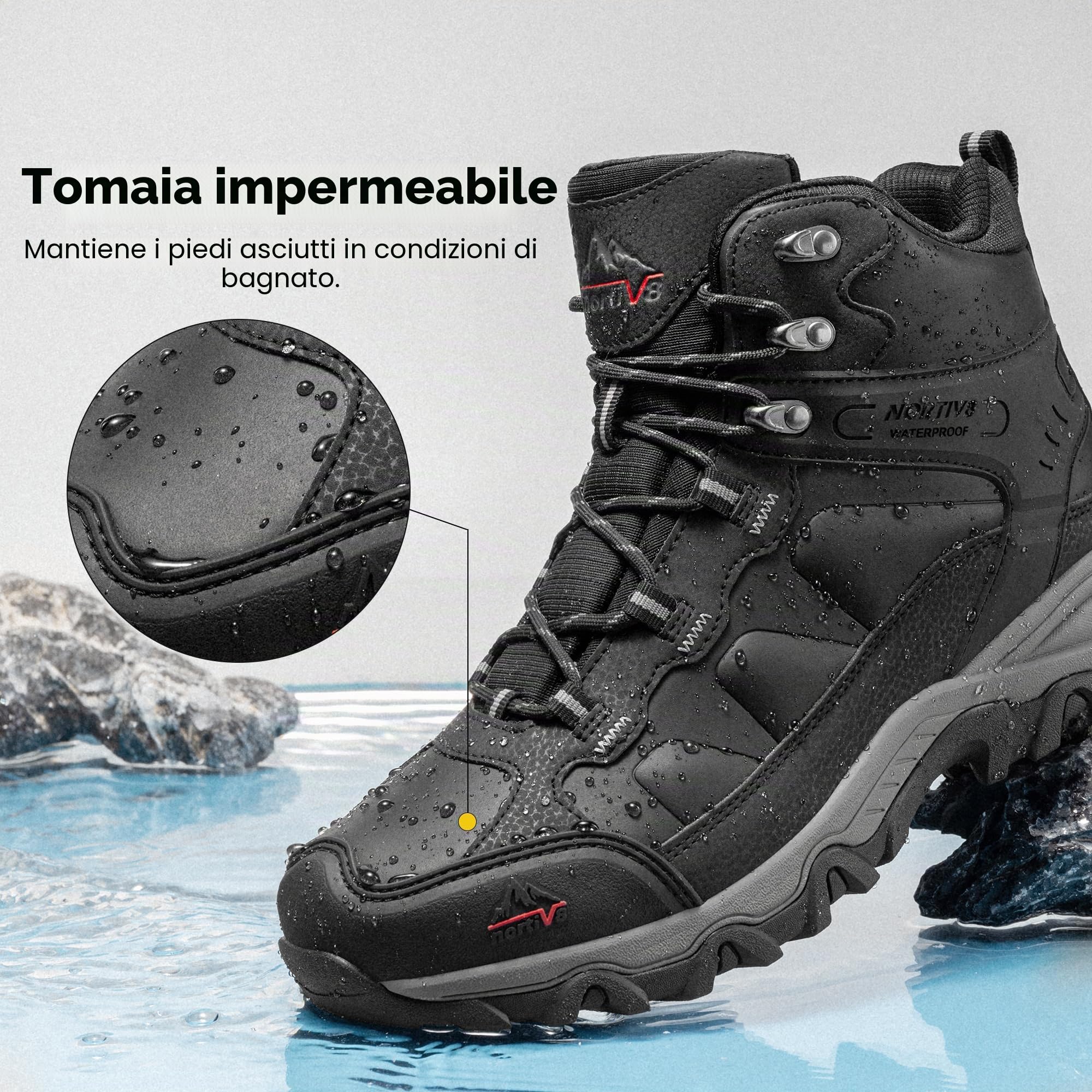 NORTIV 8 Scarpe da Trekking da Uomo Stivali da Esterno Scarponi da Trekking Scarponi da Trekking Impermeabili Stivali da Arrampicata Alpinismo