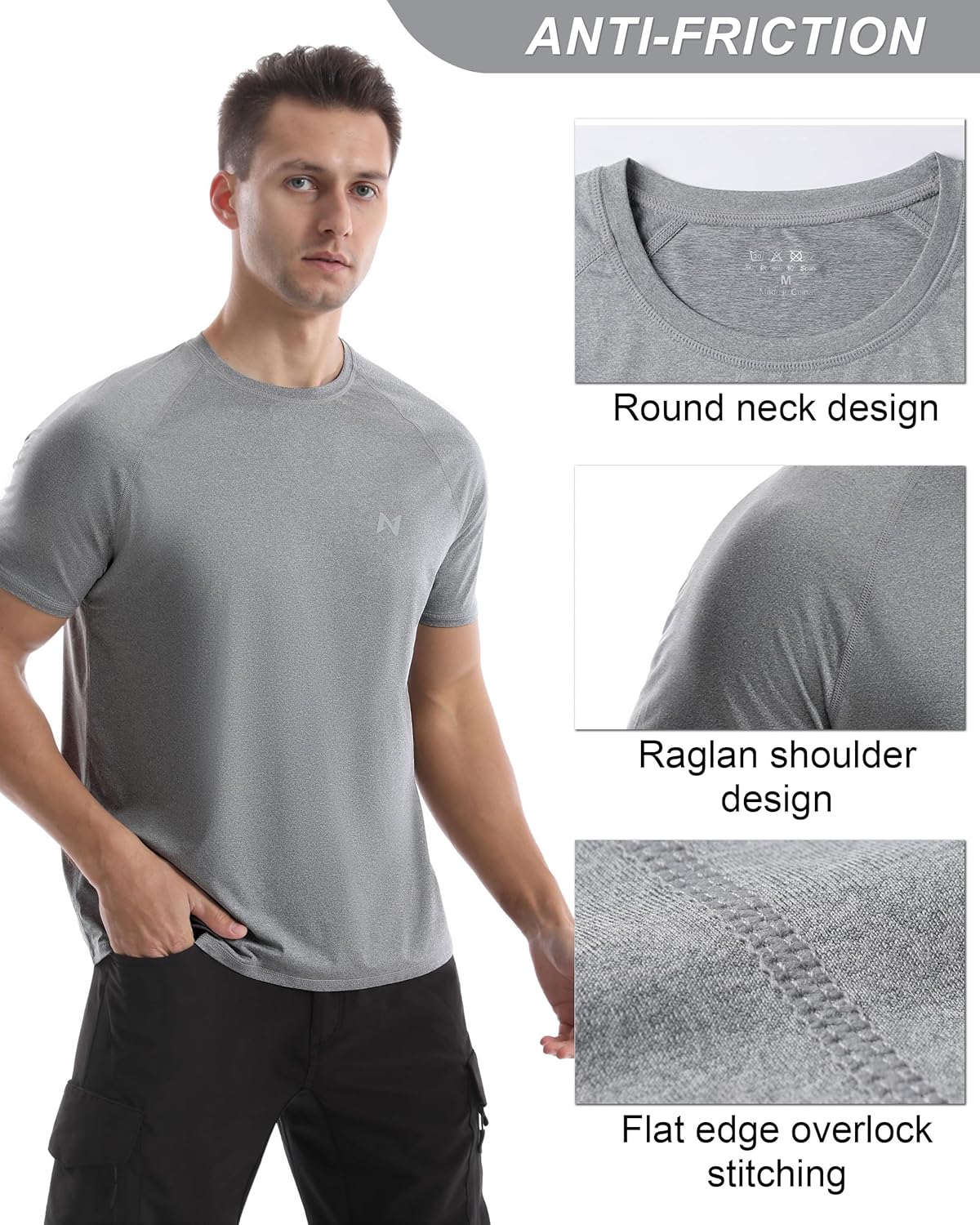 isnowood UPF 50+ Swim Shirts for Men, Sun Protection Short Sleeve Rash Guard Mens Quick Dry Surf Athletic Beach Shirt - Image 5