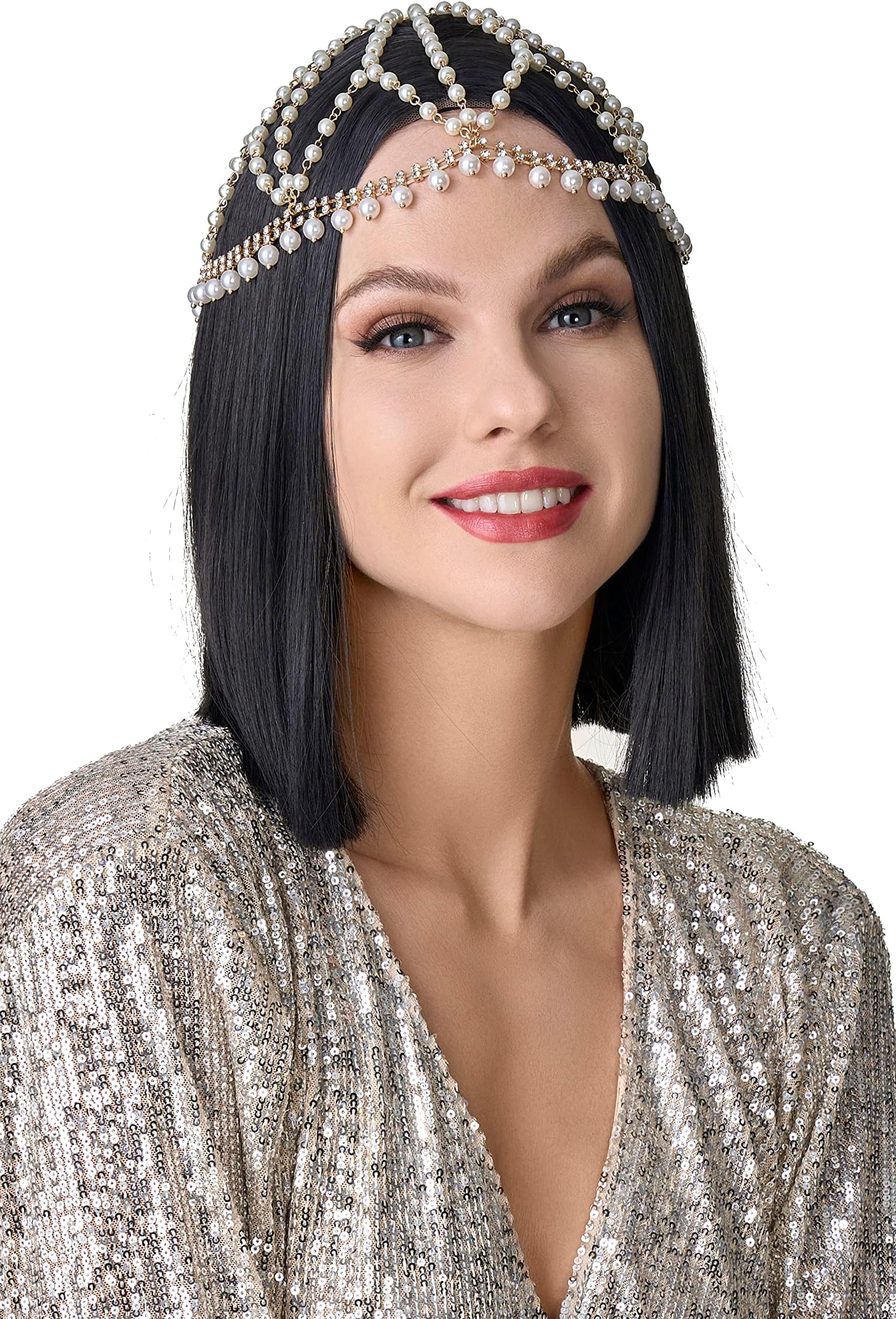 1920s Flapper Accessories Gatsby Costume Accessories Set For Women 20s Headpiece Pearl Necklace Gloves Holder Hair Pins 15 - 200000532 - View #6