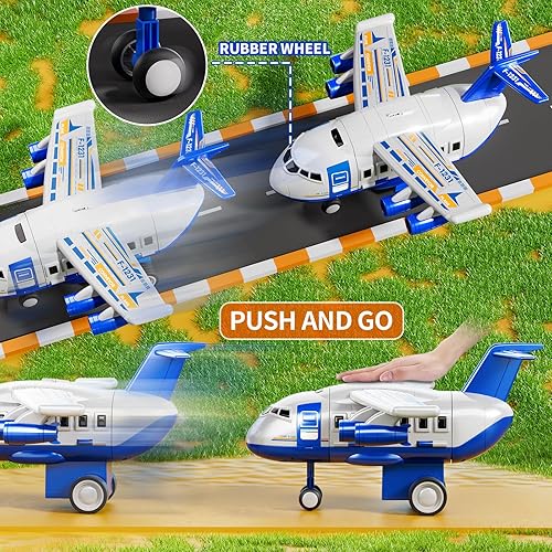 Miniatura 2 de Juguetes de avión para niños de 2 a 4 años  Pistas de carreras de autos de juguete para niños de 3 a 5 años con 8 juguetes de coche pequeños,