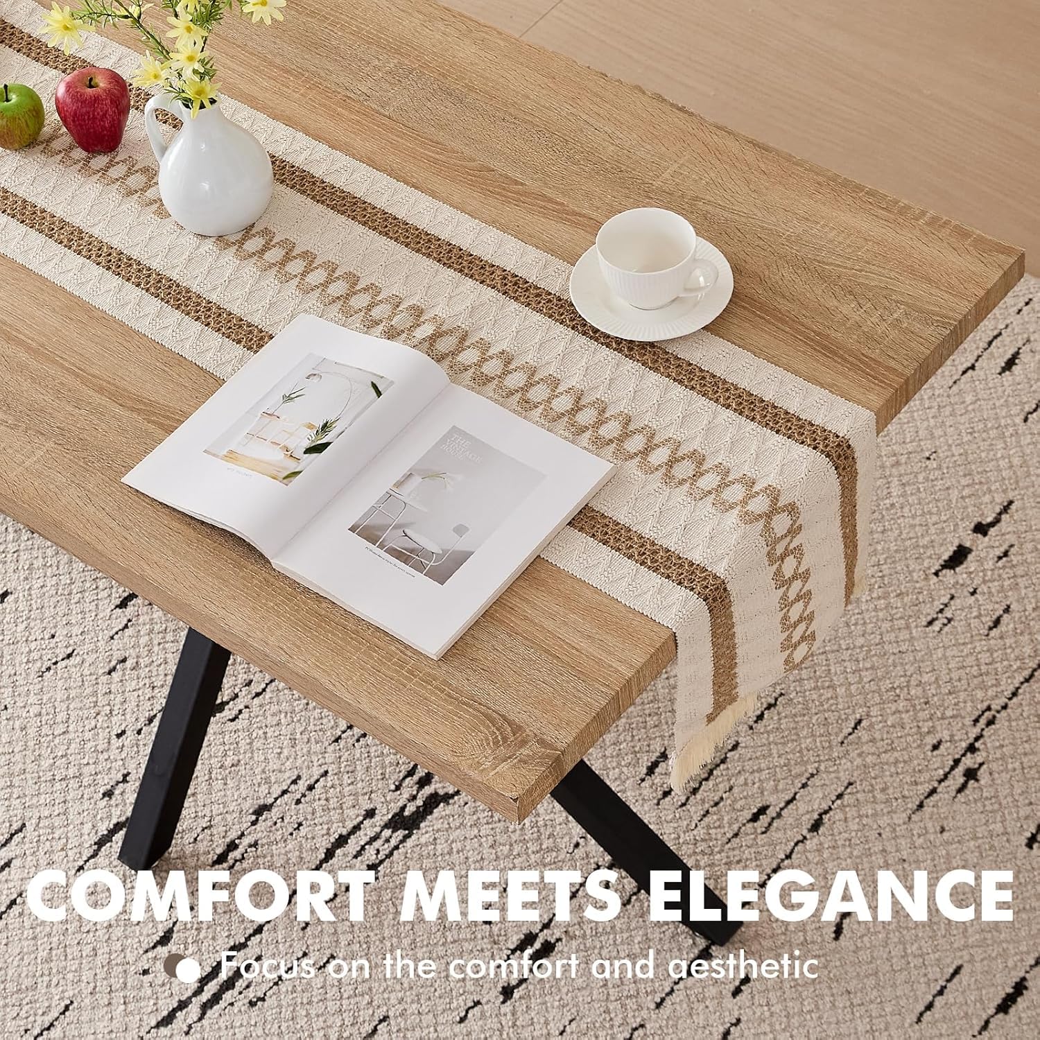Set Tavolo e Sedie da Pranzo Moderno - 4 Sedie da Pranzo (Nero) + Tavolo da Pranzo in MDF con Gambe in Metallo (Tavolo: 140x80x75 cm)