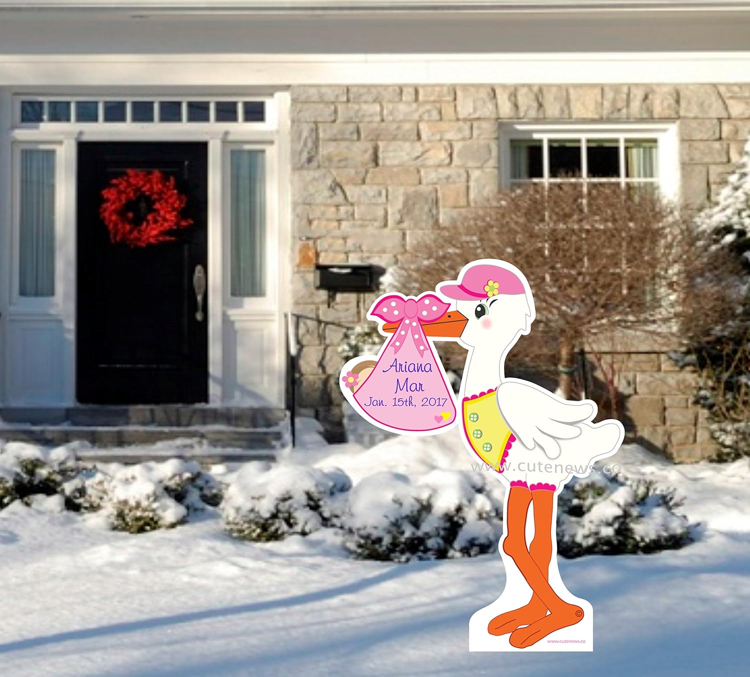It's a Girl Yard Stork Sign, Welcome Home Baby Lawn Decor, Personalized Newborn Announcement, Outdoor Decoration, Birth Arrival Greeting Card, Shower Banner, Custom Gift, 4 Ft Tall