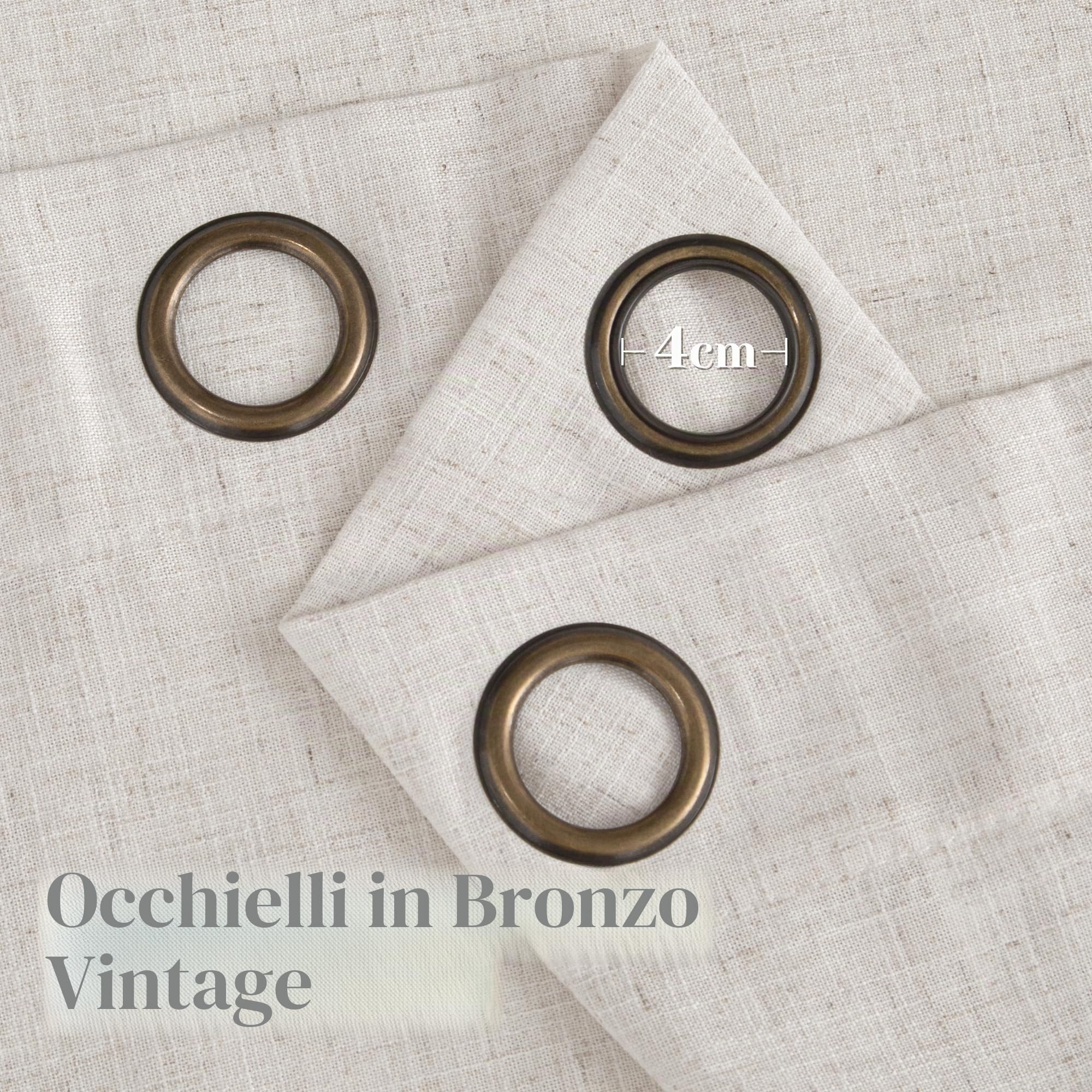 PONY DANCE Spesse Tende di Lino per Soggiorno 2 Pezzi 140x260 CM Tende Lino per Camera da Letto Moderna Curtains Semitrasparenti con Anelli per Salotto Eleganti, Crema